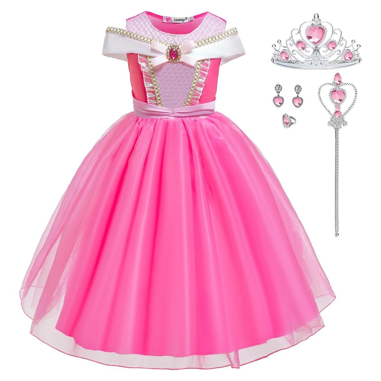 Disfraz de Princesa Rosa Luzlen para Niñas 2-8 Años