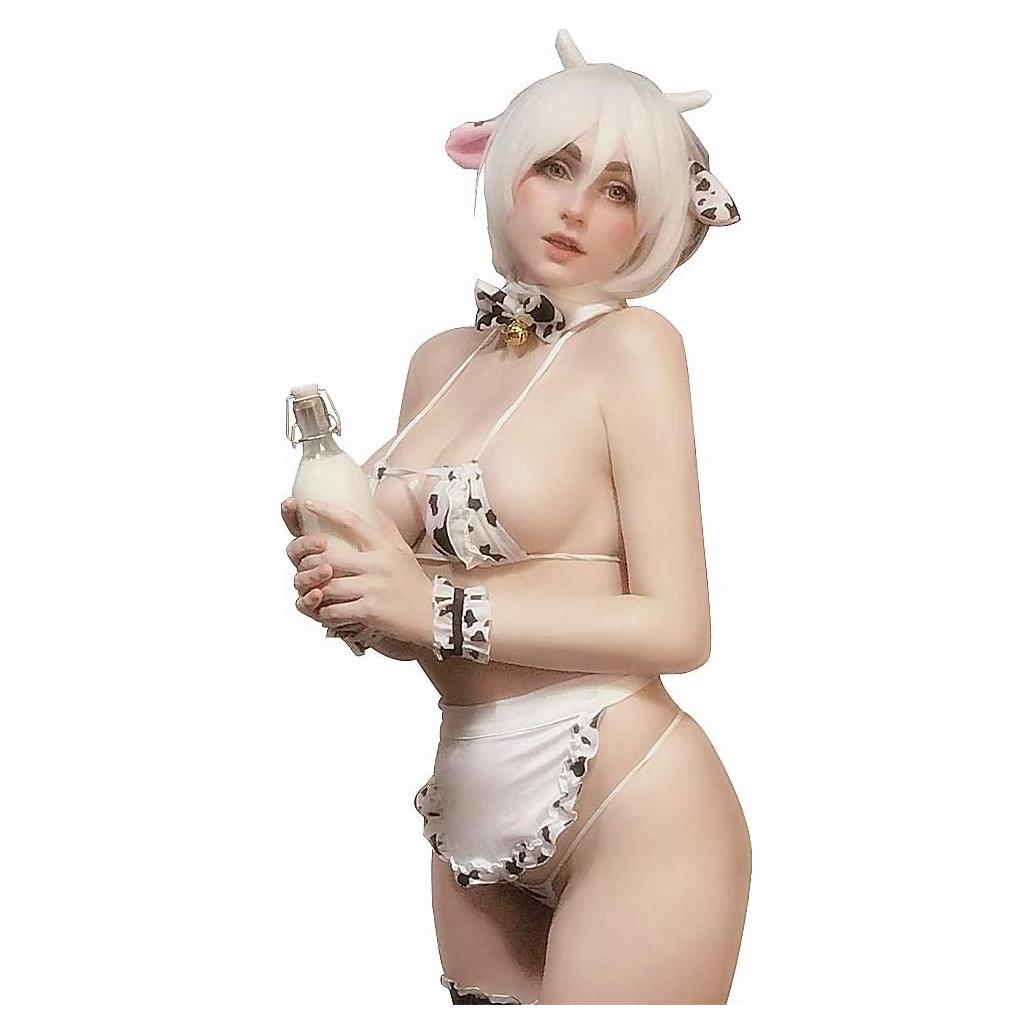 Lencería Sexy de Vaca YOMORIO para Mujeres con Medias