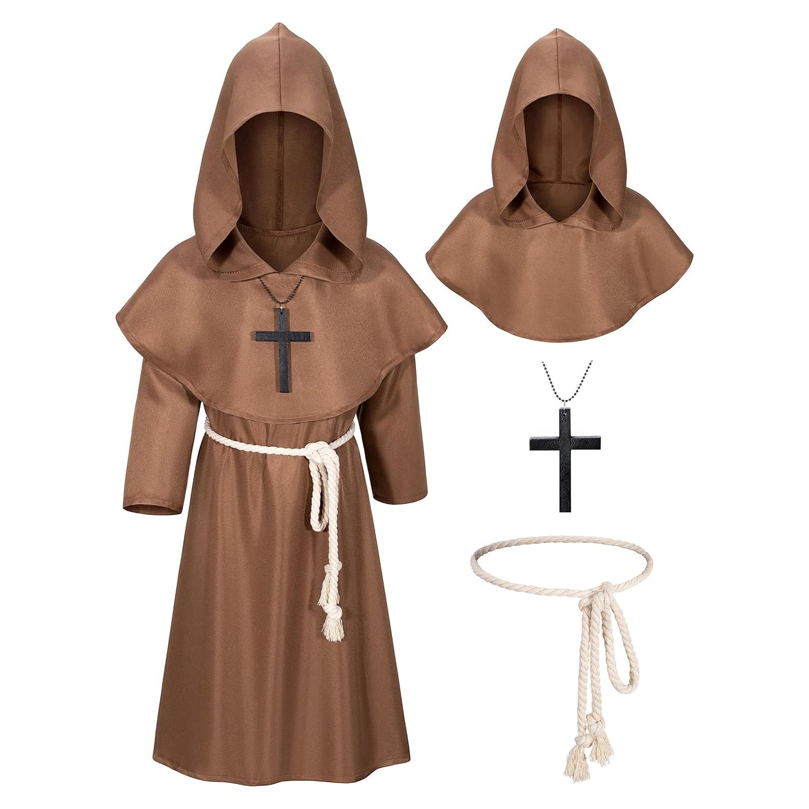 Disfraz de Monje Medieval Renacentista para Niños 10-11 Años