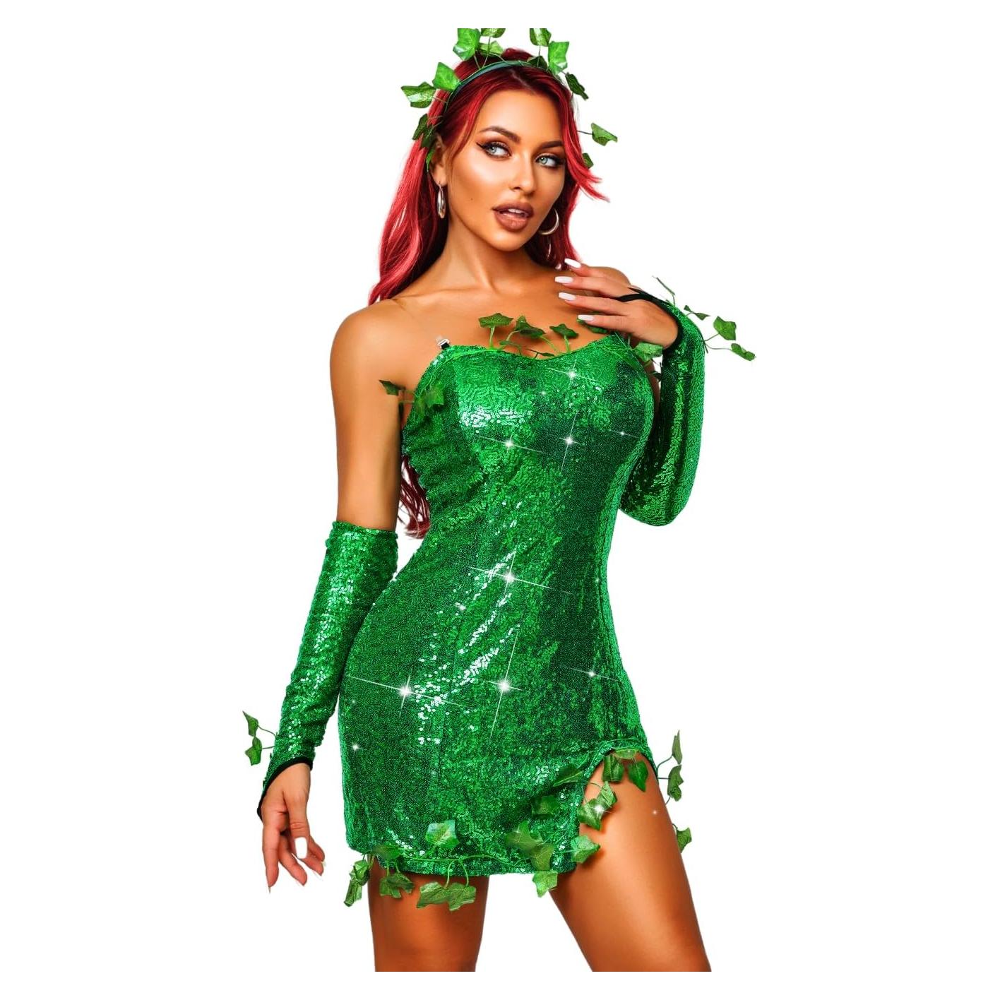 Disfraz Sexy de Elfo Verde 3Pcs para Mujeres Talla 0-18