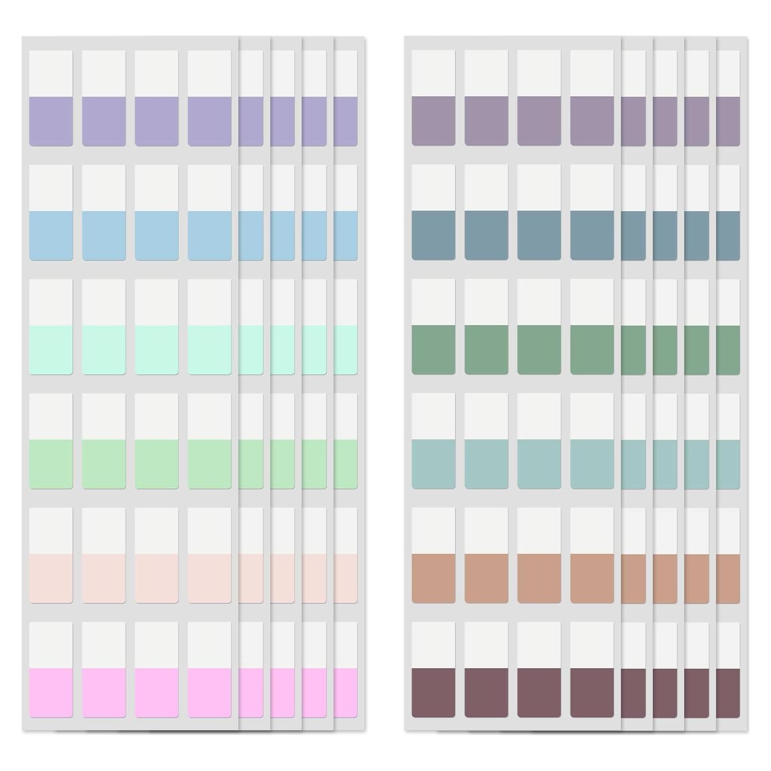 480 Pestañas Adhesivas Prudiut 1.27x2.54 cm 12 Colores