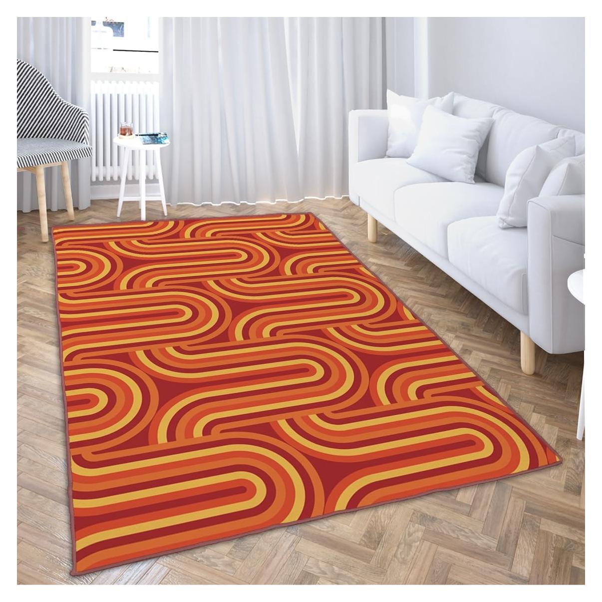 Alfombra de área Ansouyi 152x213 cm lavable retro 70s