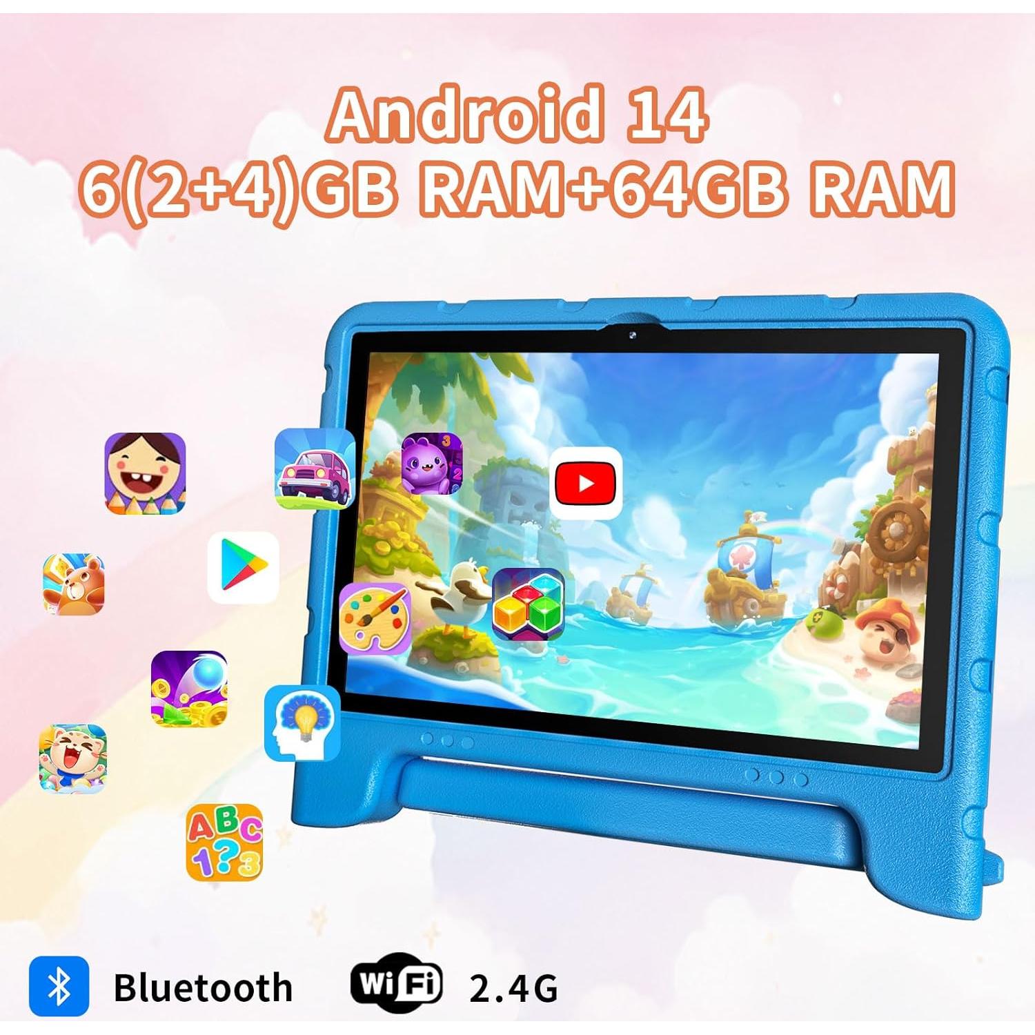 Tableta Infantil EDDBNi 10 Pulgadas 64GB Android 14 Azul