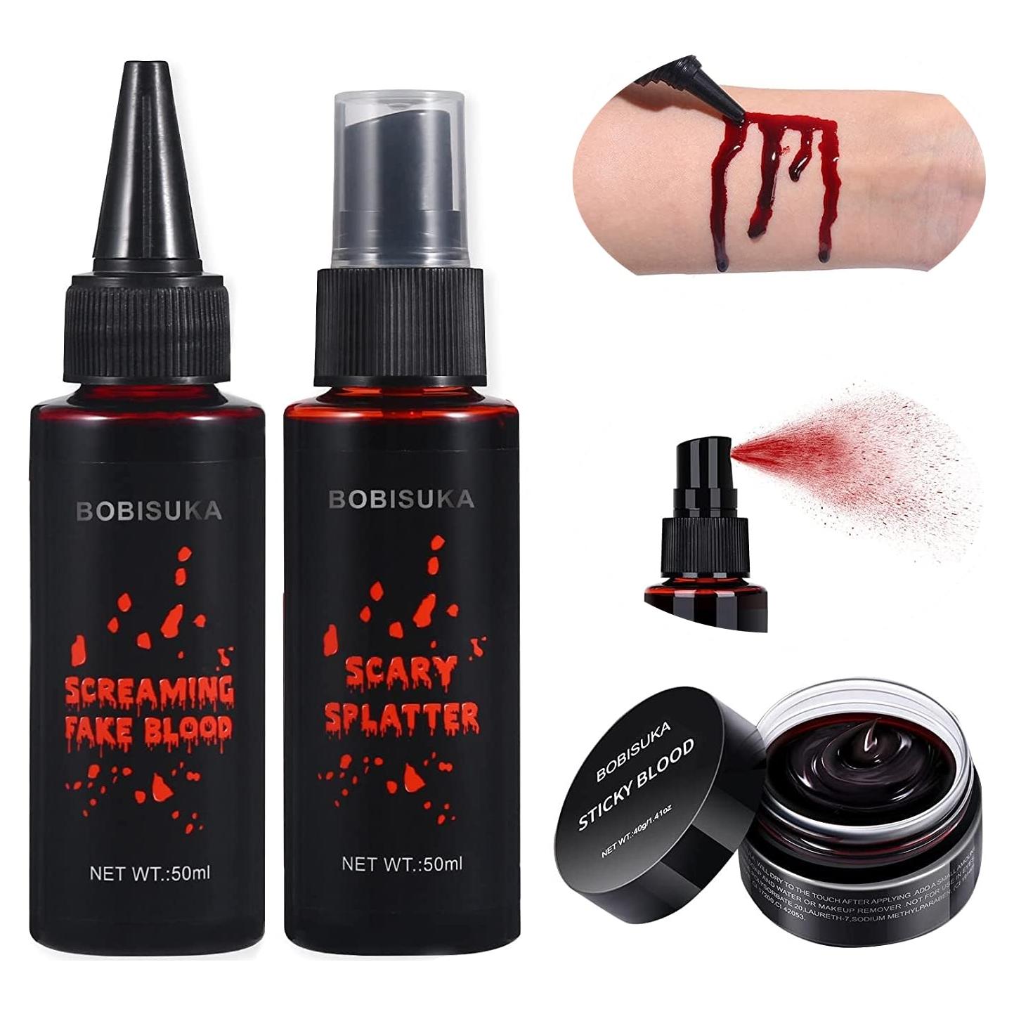 Kit de Maquillaje de Sangre Falsa BOBISUKA 3 Piezas 230g
