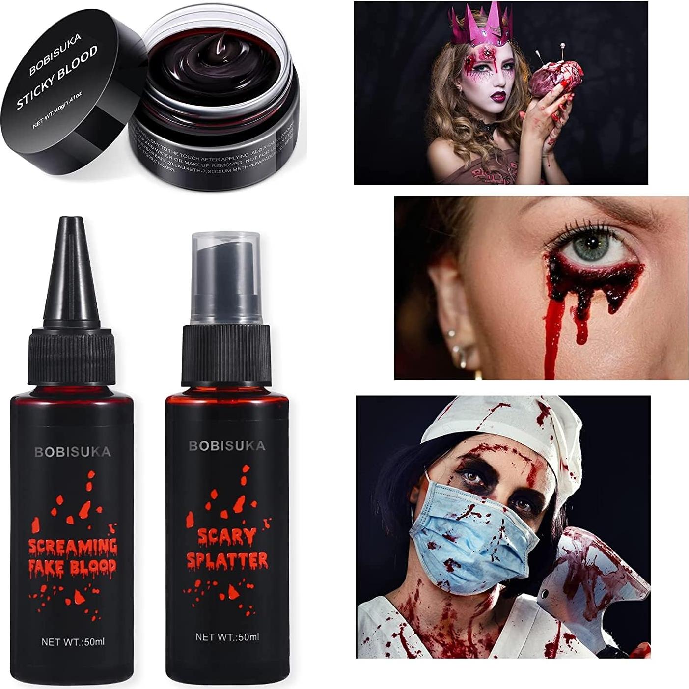 Kit de Maquillaje de Sangre Falsa BOBISUKA 3 Piezas 230g