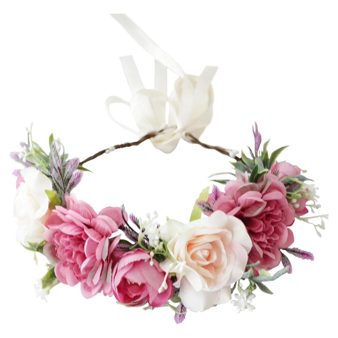 Diadema Floral de Hada Vivivalue Rosa para Mujeres y Niñas