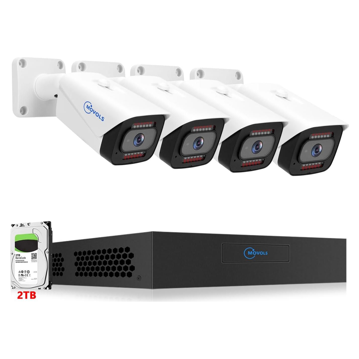 Sistema de Cámara de Seguridad Movols 4K PoE - 4 Cámaras 8MP + NVR 2TB