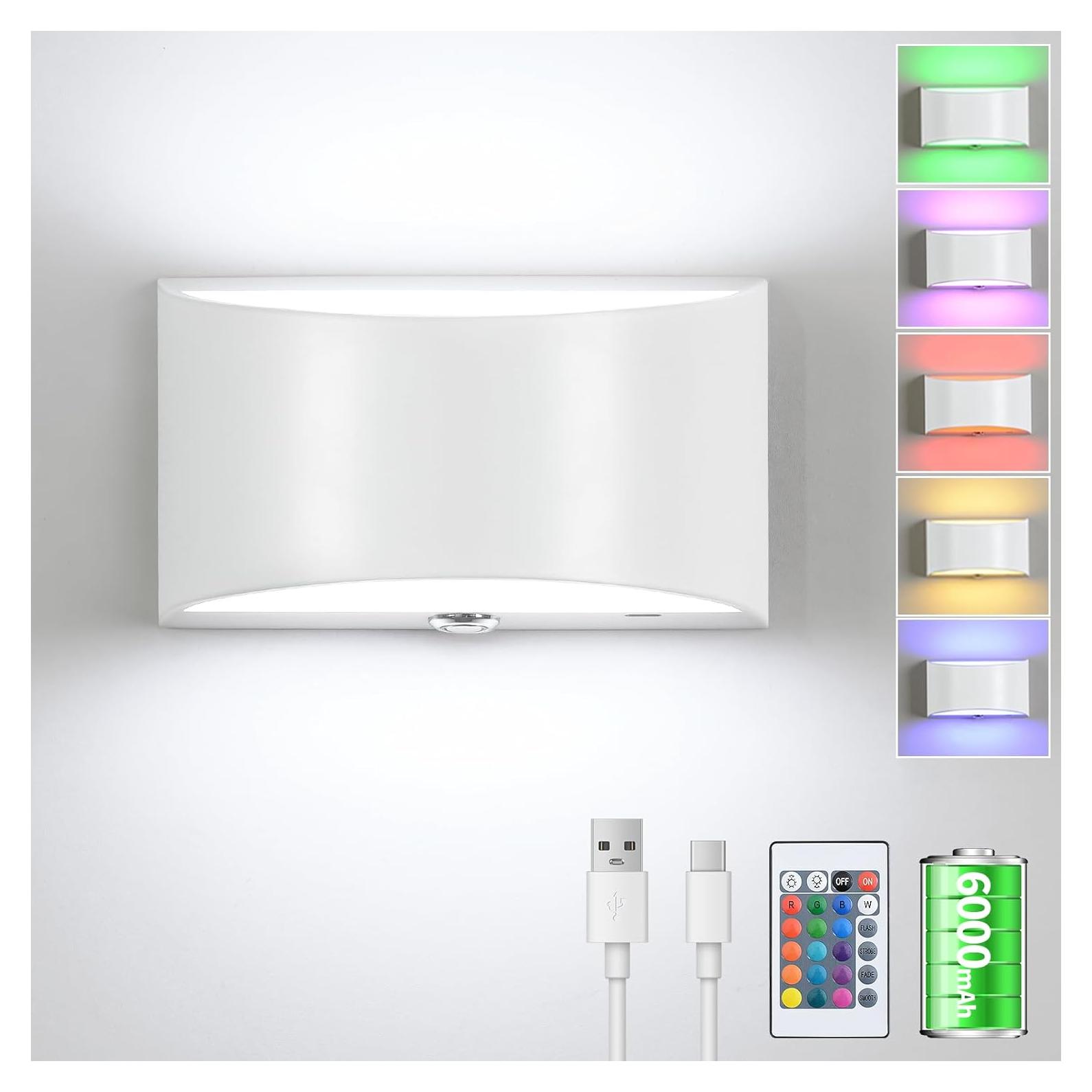 Aplique de Pared LED Hirzsjoy Inalámbrico 6000mAh Control Remoto