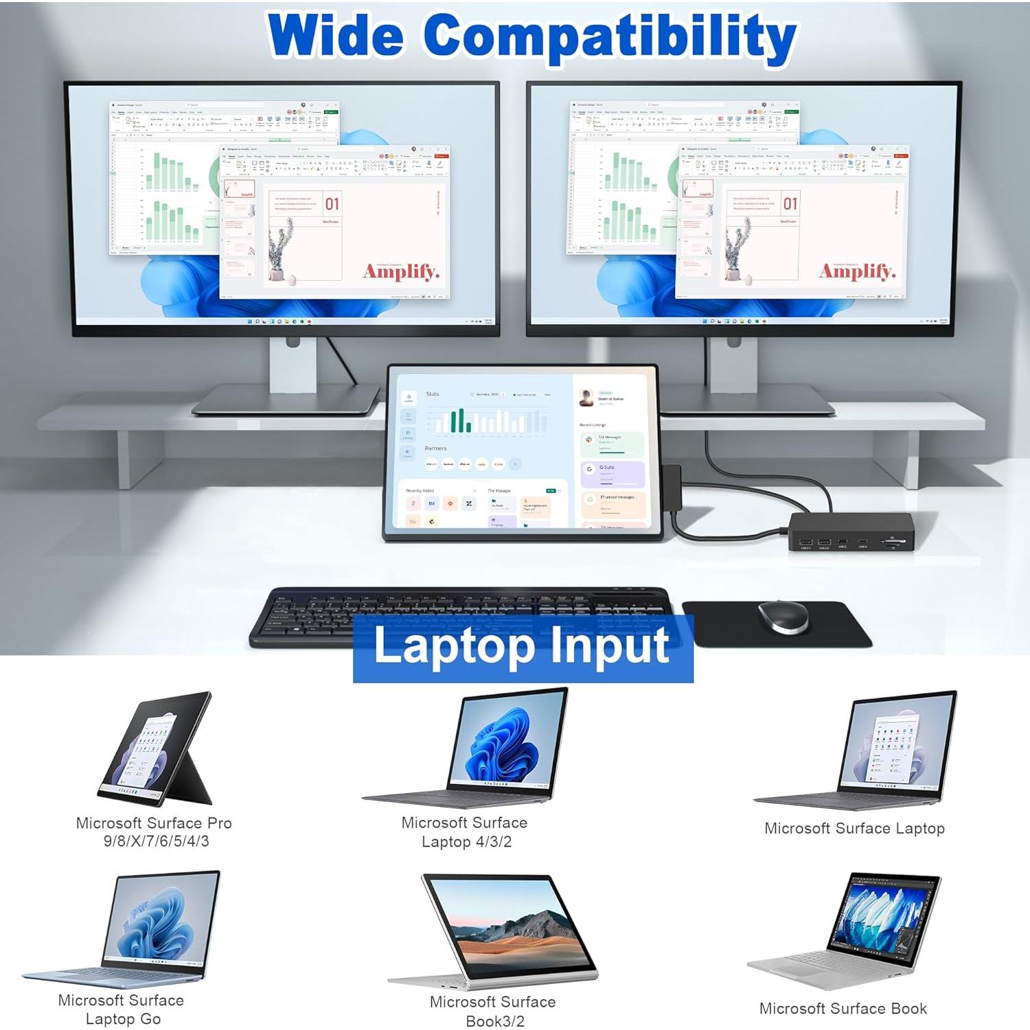 Dock Microsoft Surface 11 en 1 Triple Pantalla 4K HDMI VGA