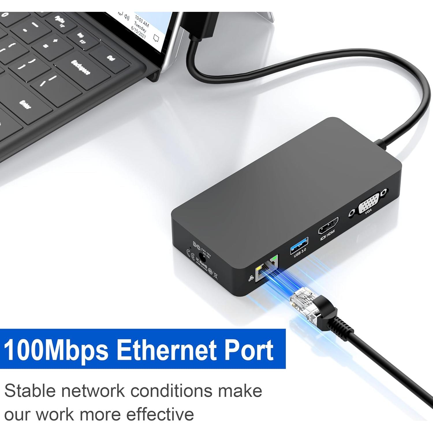 Dock Microsoft Surface 11 en 1 Triple Pantalla 4K HDMI VGA