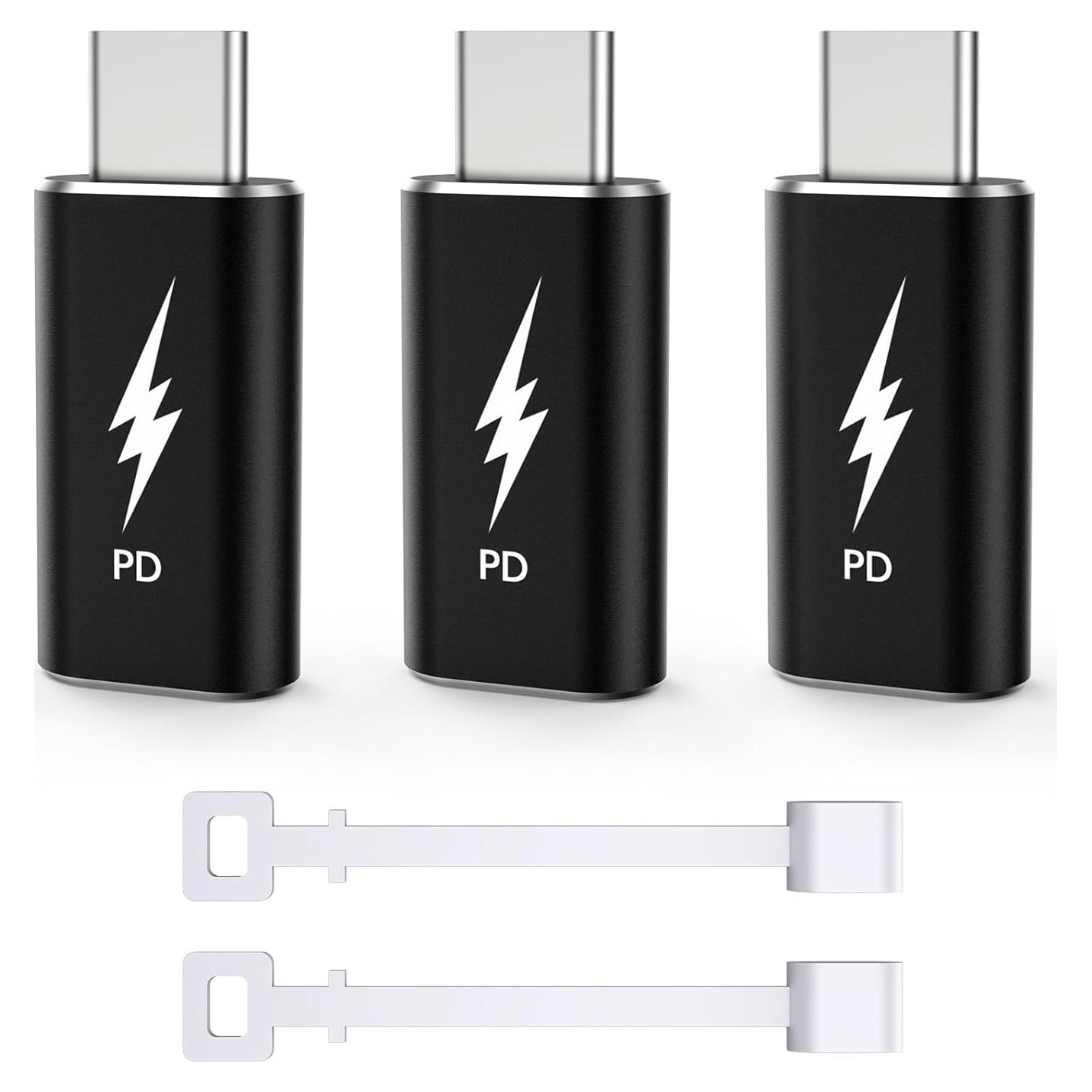 Adaptador TechMatte Lightning a USB-C 3 Pack Carga Rápida