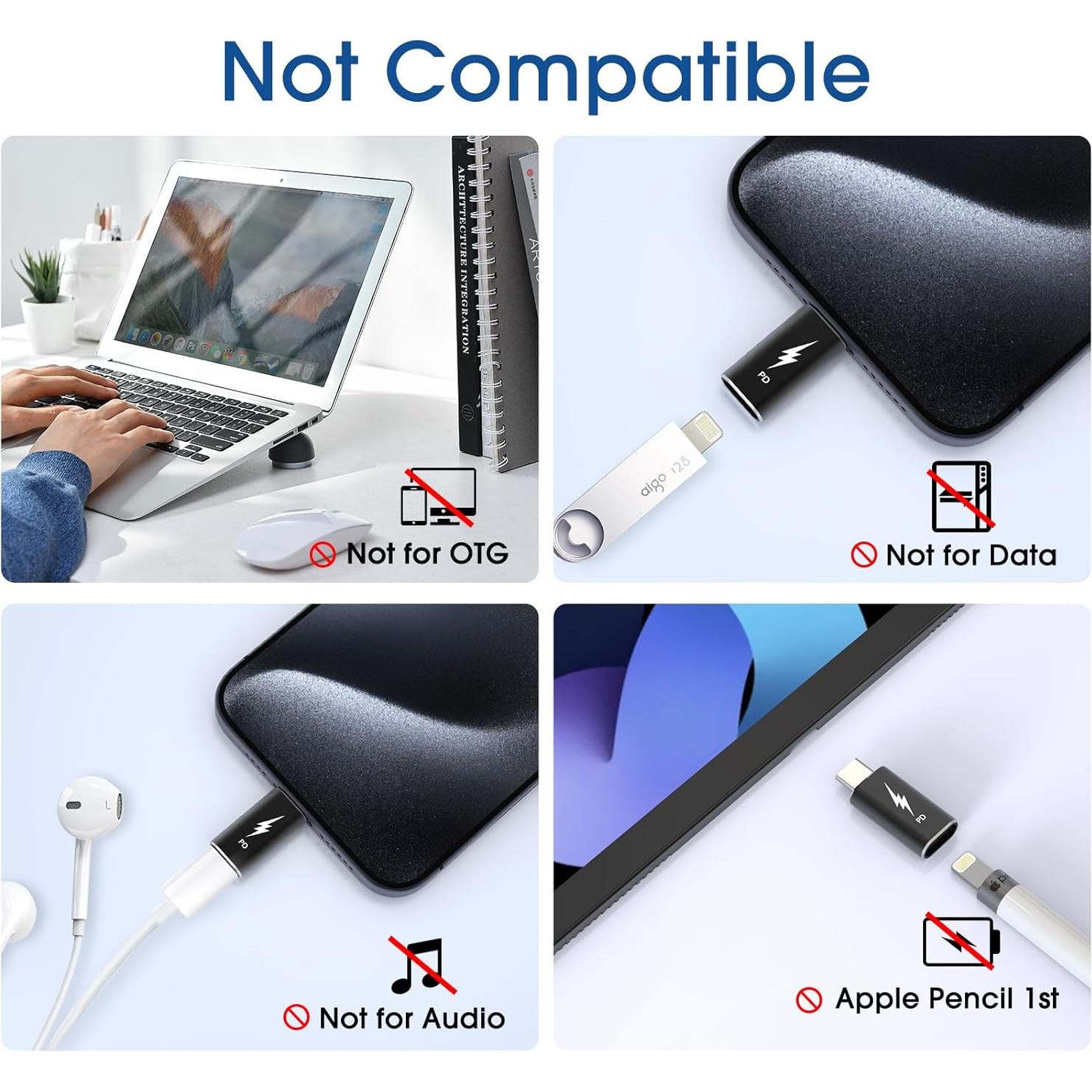 Adaptador TechMatte Lightning a USB-C 3 Pack Carga Rápida