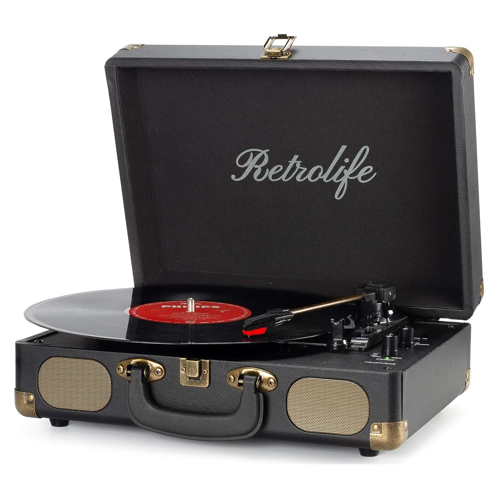 Reproductor de Vinilo Retrolife R609 Bluetooth 3 Velocidades