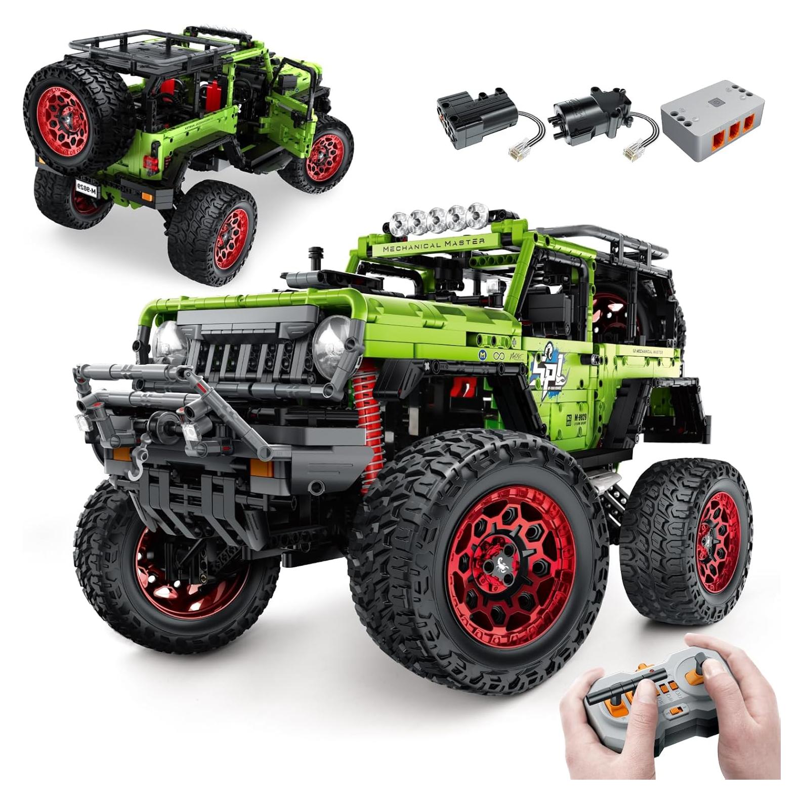 Remote Control Jeep Wrange 4x4 Building Kits, 1:6 Technique Motorized Off Road Pickup Set - with 4 Black Motors, All Terrain Design - STEM Engineering Gift for Adults & Teens (2121 PCS)
