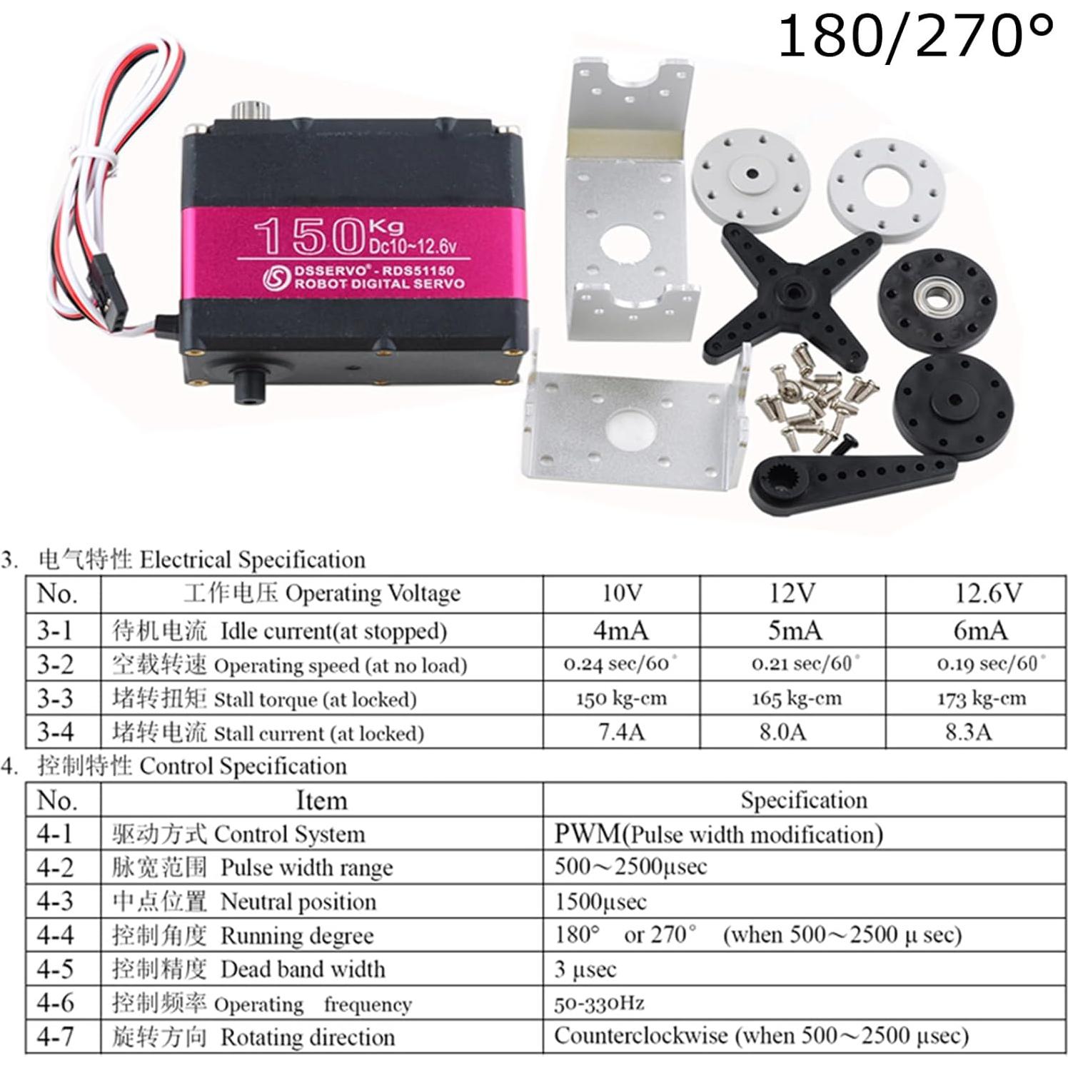 Servo Digital Wishiot 150kg para Brazo Robótico 270° IP66