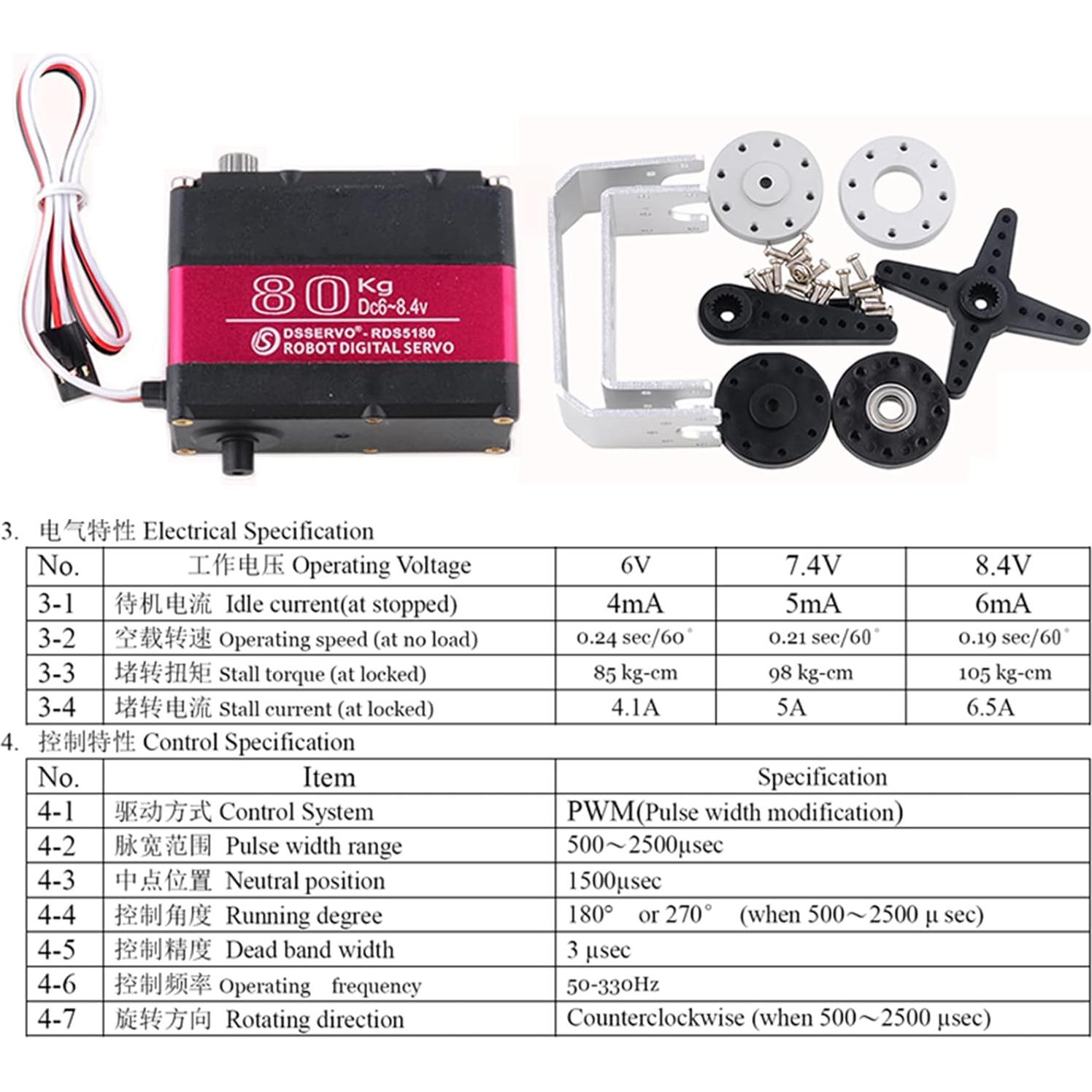 Servo Robótico Wishiot 80kg Doble Eje IP66 para RC