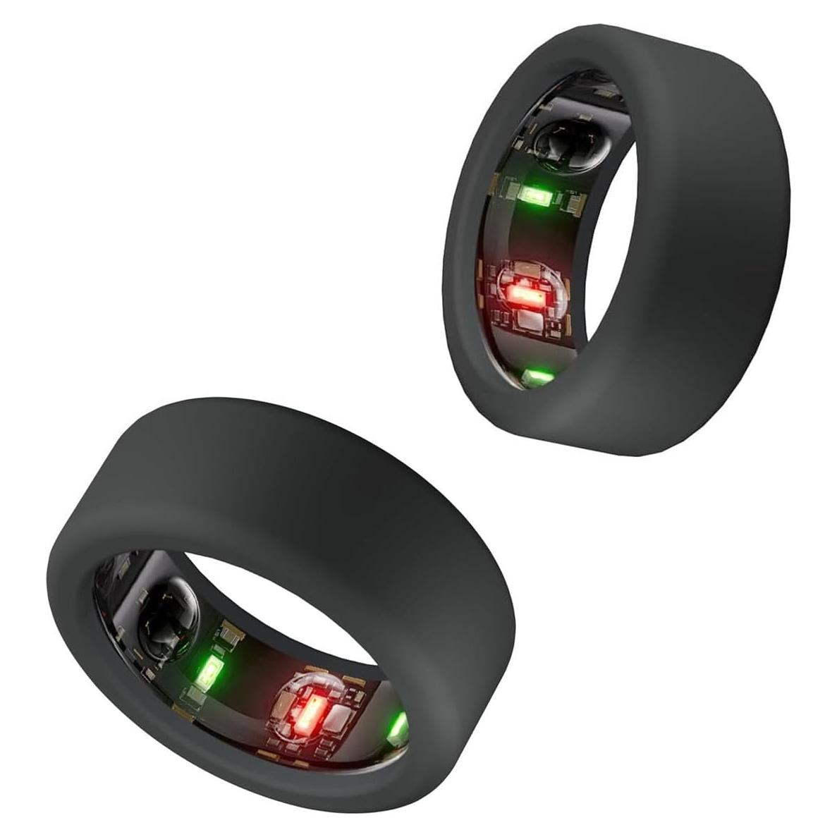 Funda de Silicona Booge para Anillo Oura Gen 3 - 2 Pcs, S Negro