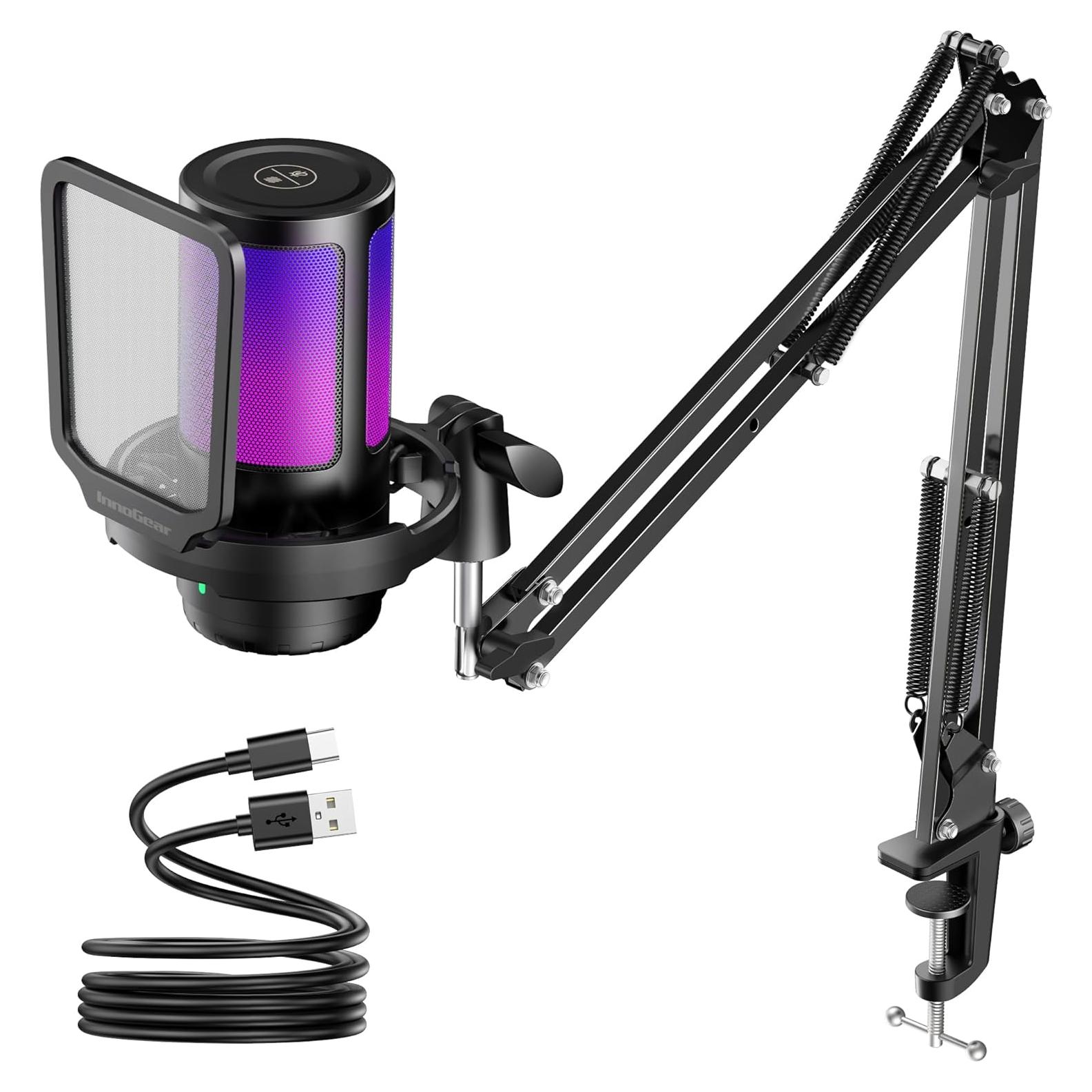 Micrófono USB InnoGear CM38X para Gaming con RGB y Soporte