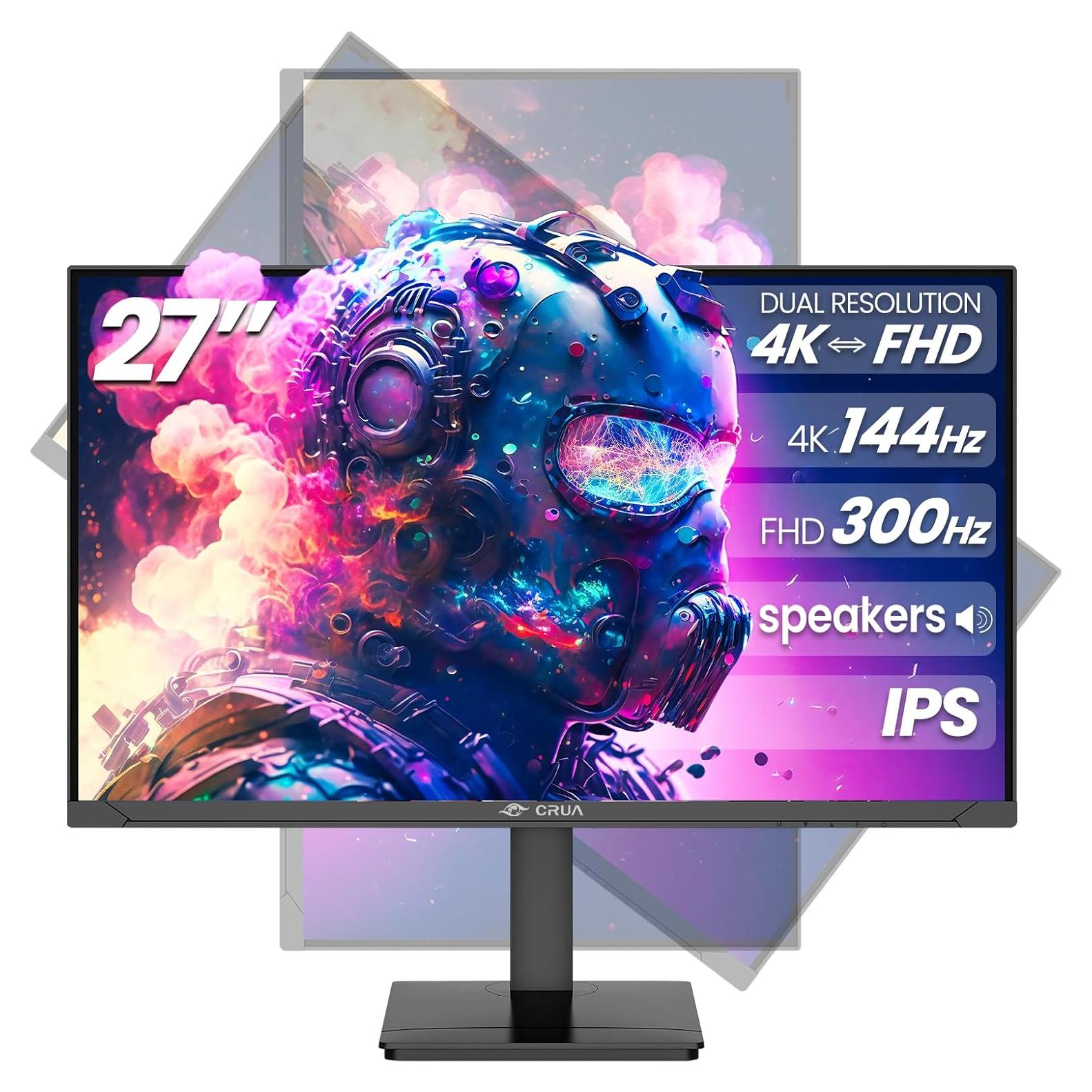 Monitor Gaming CRUA 27" IPS UHD 4K 144Hz Doble Modo Negro