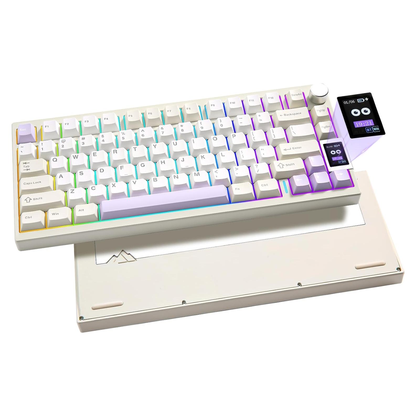 Teclado Mecánico Inalámbrico YUNZII AL80 75% RGB LCD Beige