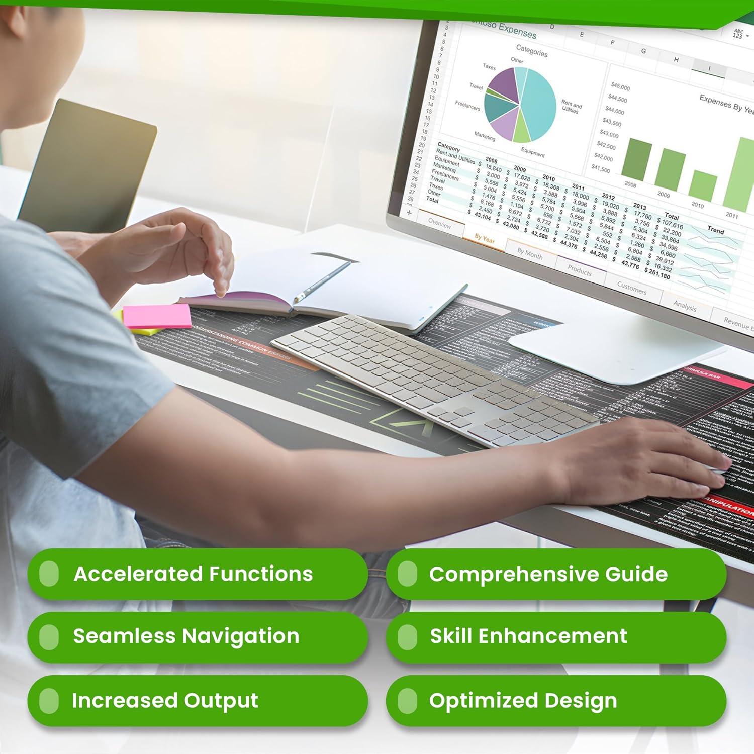 Alfombrilla de Ratón FzGuides XL con Atajos de Excel 90x40cm