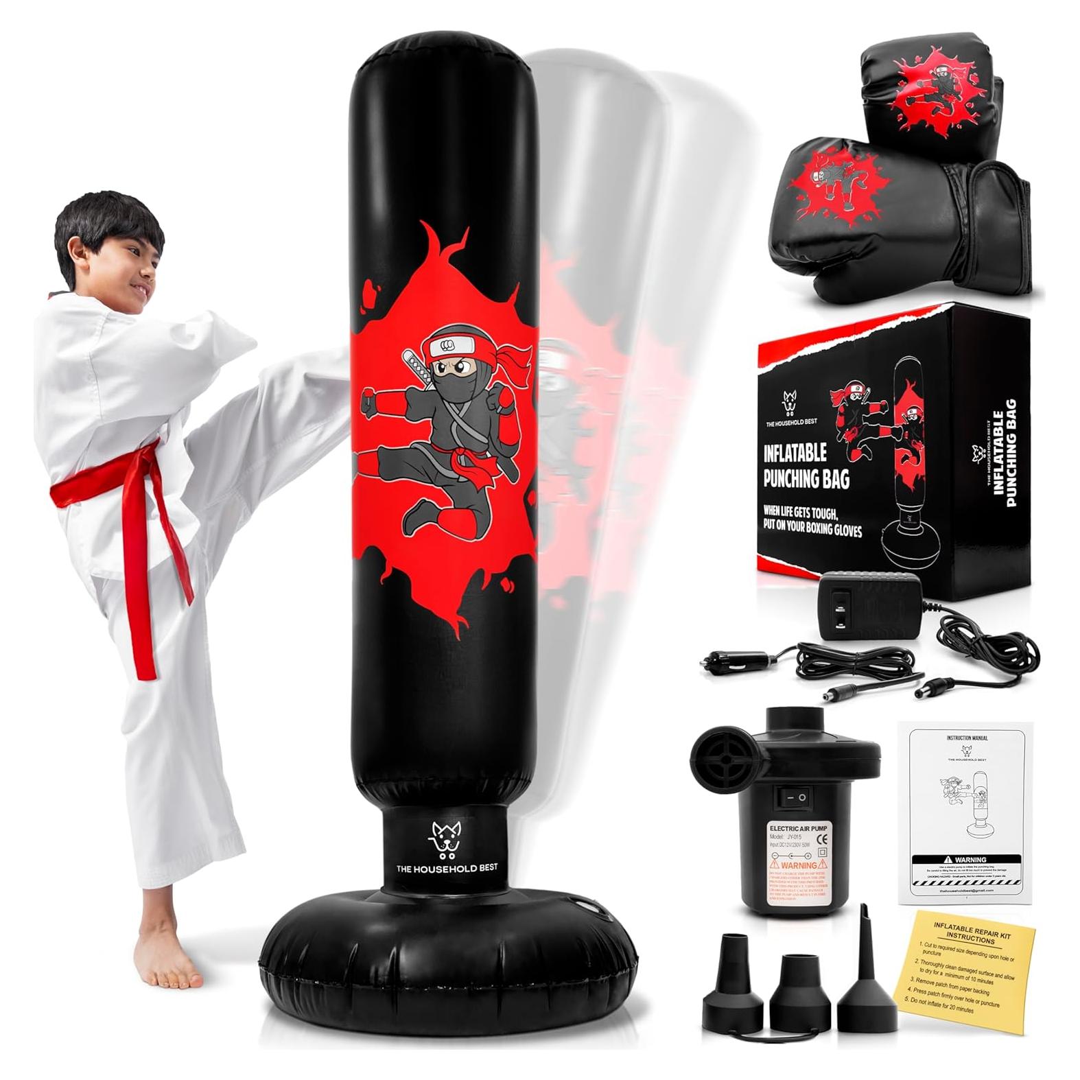 Saco de Boxeo Inflable The Household Best 160 cm con Guantes