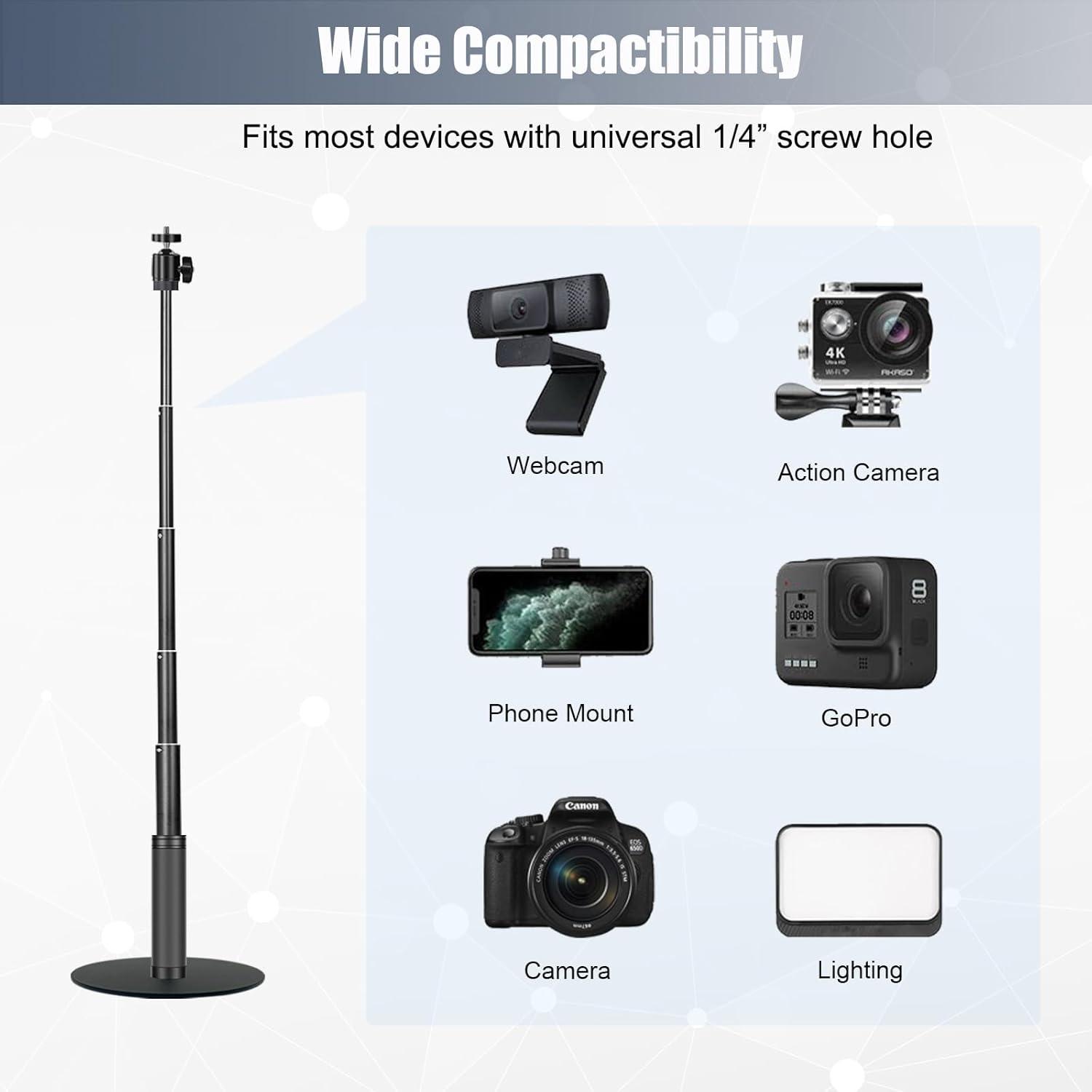 Soporte para Webcam JCWINY Ajustable 71 cm Plegable Metal Rosa