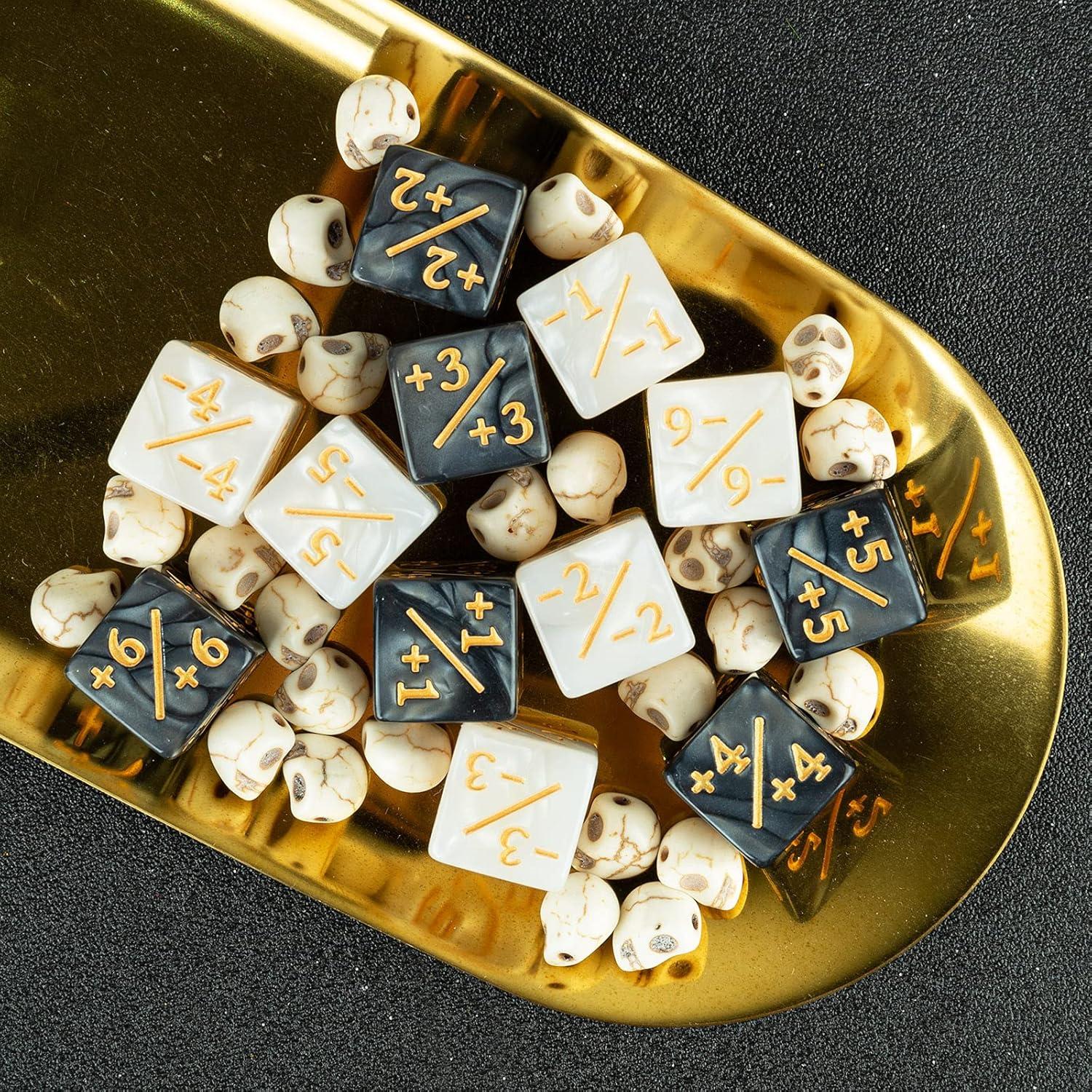 48 Pieces Magic The Gathering Token Dice Counters Marble Cube D6 Dice Loyalty Dice for CCG Creature Stats Card Gaming MTG Accessories, 4 Styles