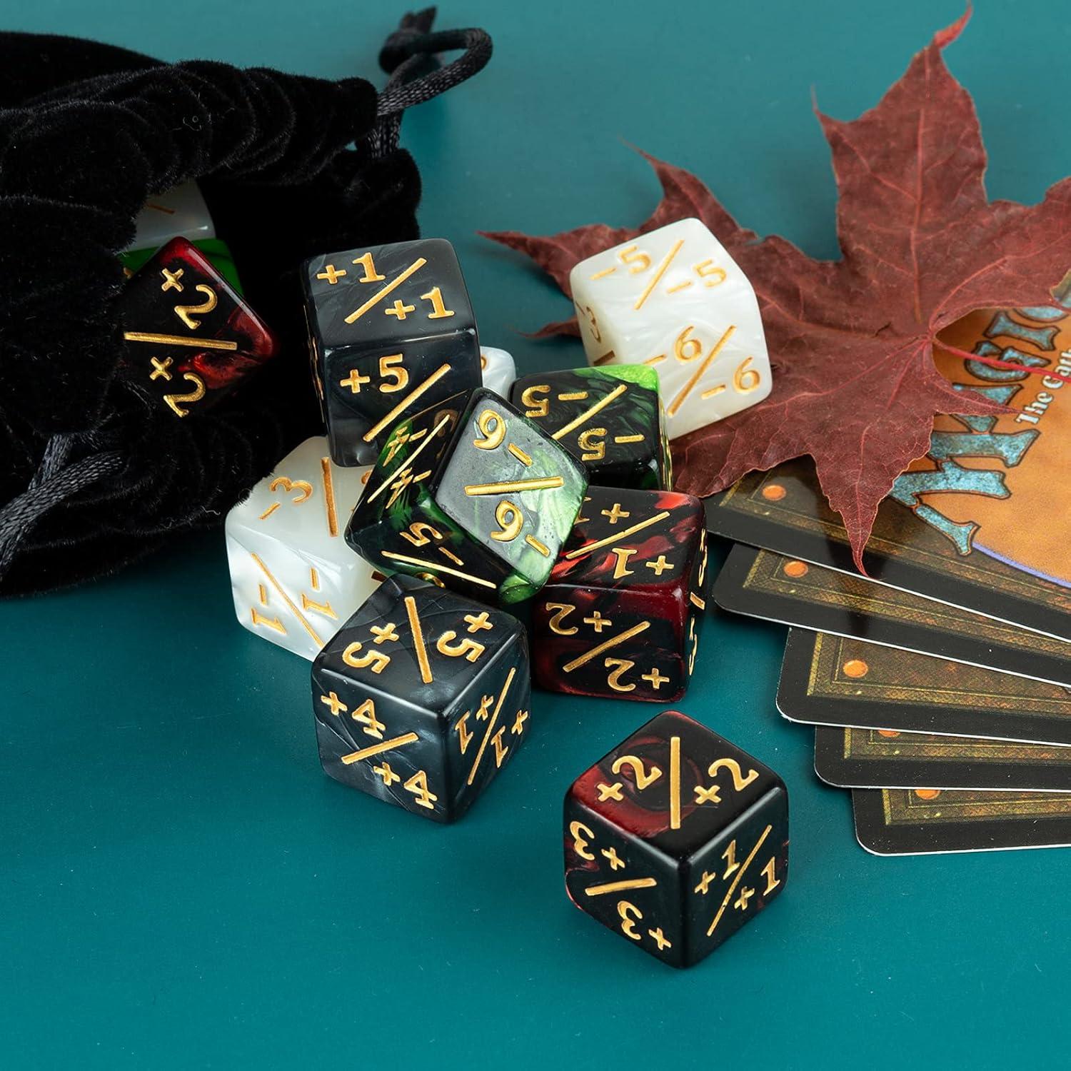 48 Pieces Magic The Gathering Token Dice Counters Marble Cube D6 Dice Loyalty Dice for CCG Creature Stats Card Gaming MTG Accessories, 4 Styles