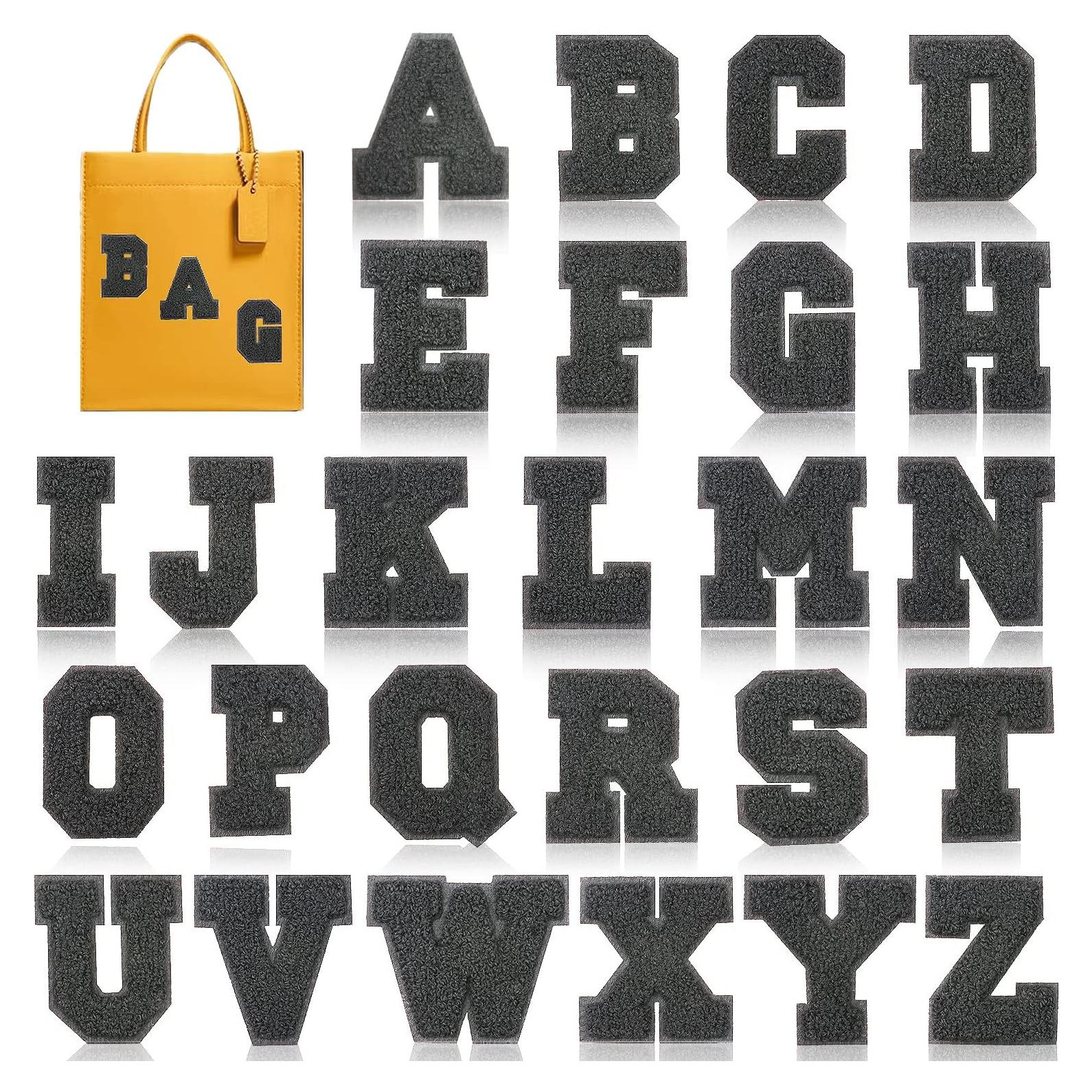 Parche de Letras Planchado Bfuee 26 Piezas Alfabeto Negro