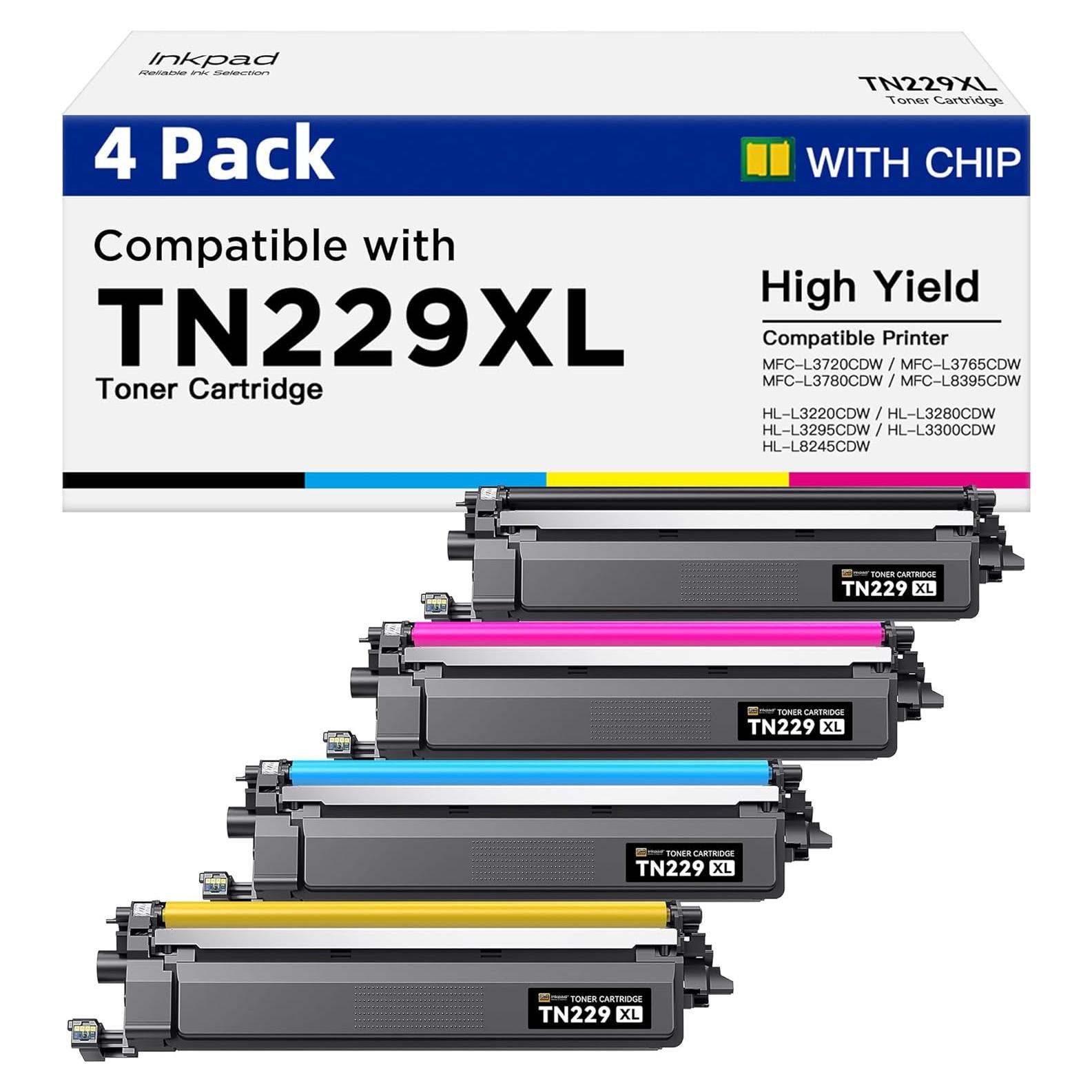 Cartuchos de Tóner iNKPAD TN229XL para Brother MFC-L3780CDW (4 Pcs)