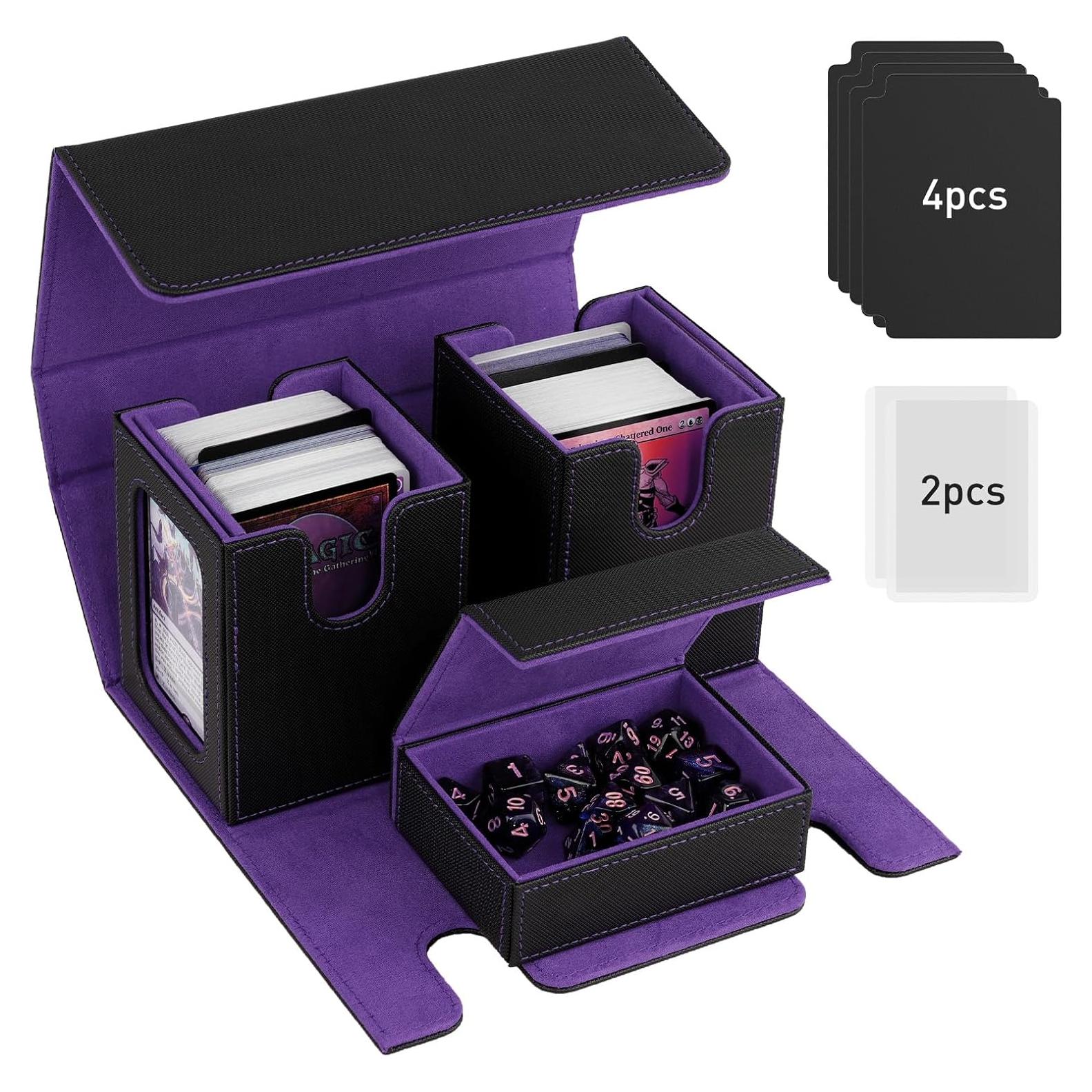 Caja para Deck TiMOVO Commander 200+ Cartas Cuero Negro/Morado