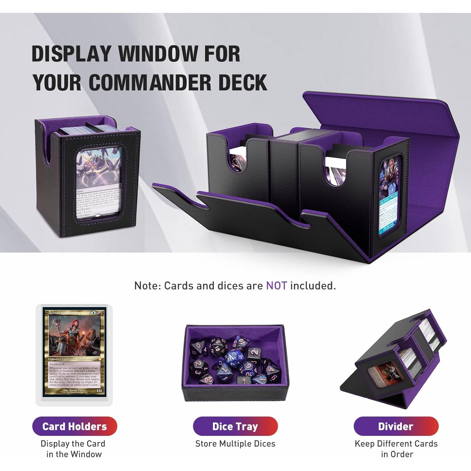 Caja para Deck TiMOVO Commander 200+ Cartas Cuero Negro/Morado