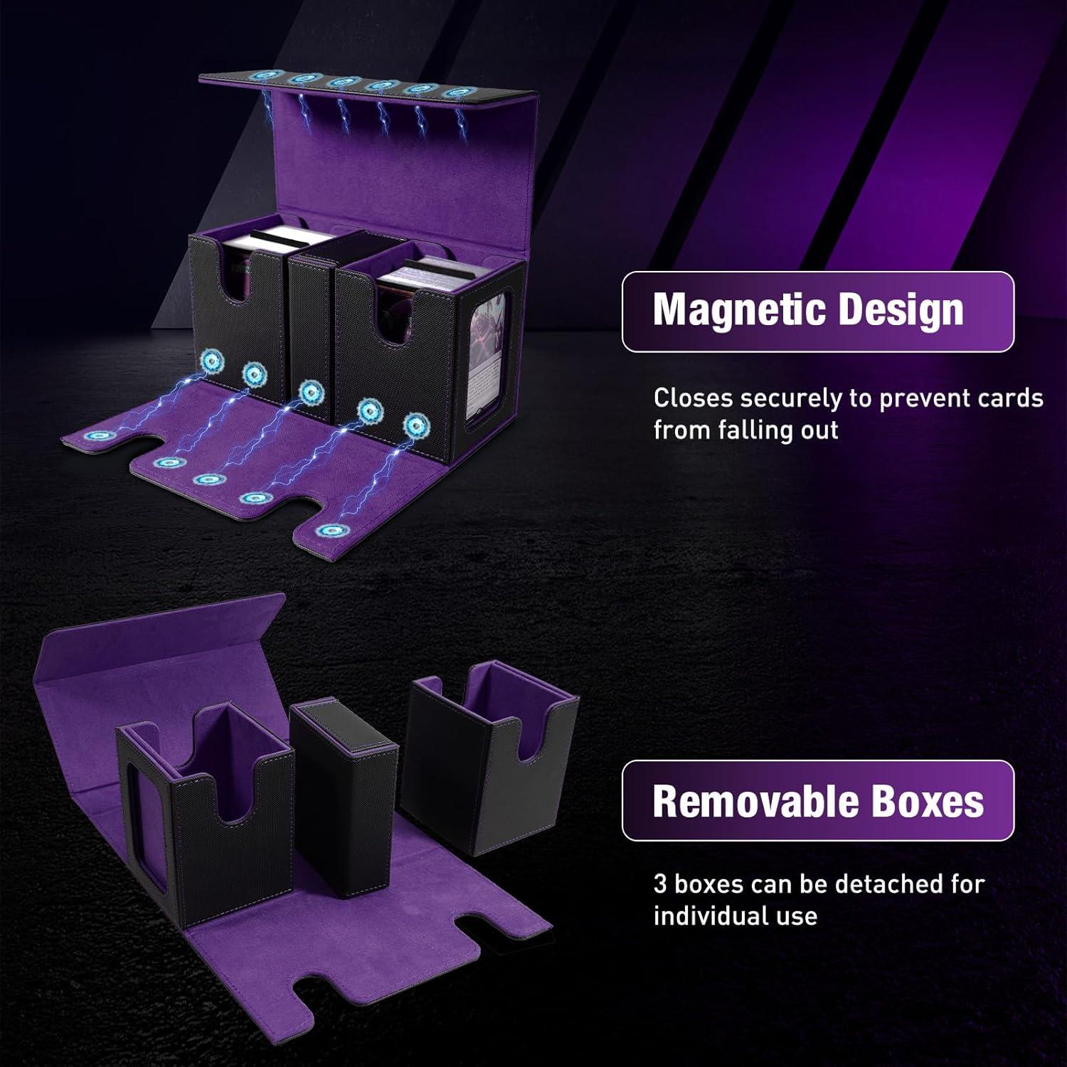 Caja para Deck TiMOVO Commander 200+ Cartas Cuero Negro/Morado