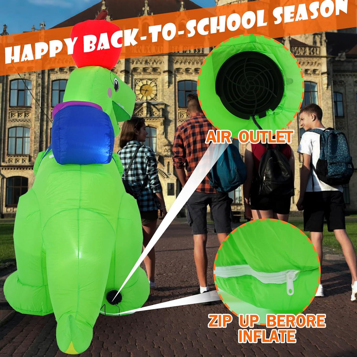 Dinosaurio Inflable 1.83m con Luces LED - Decoración Regreso a Clases