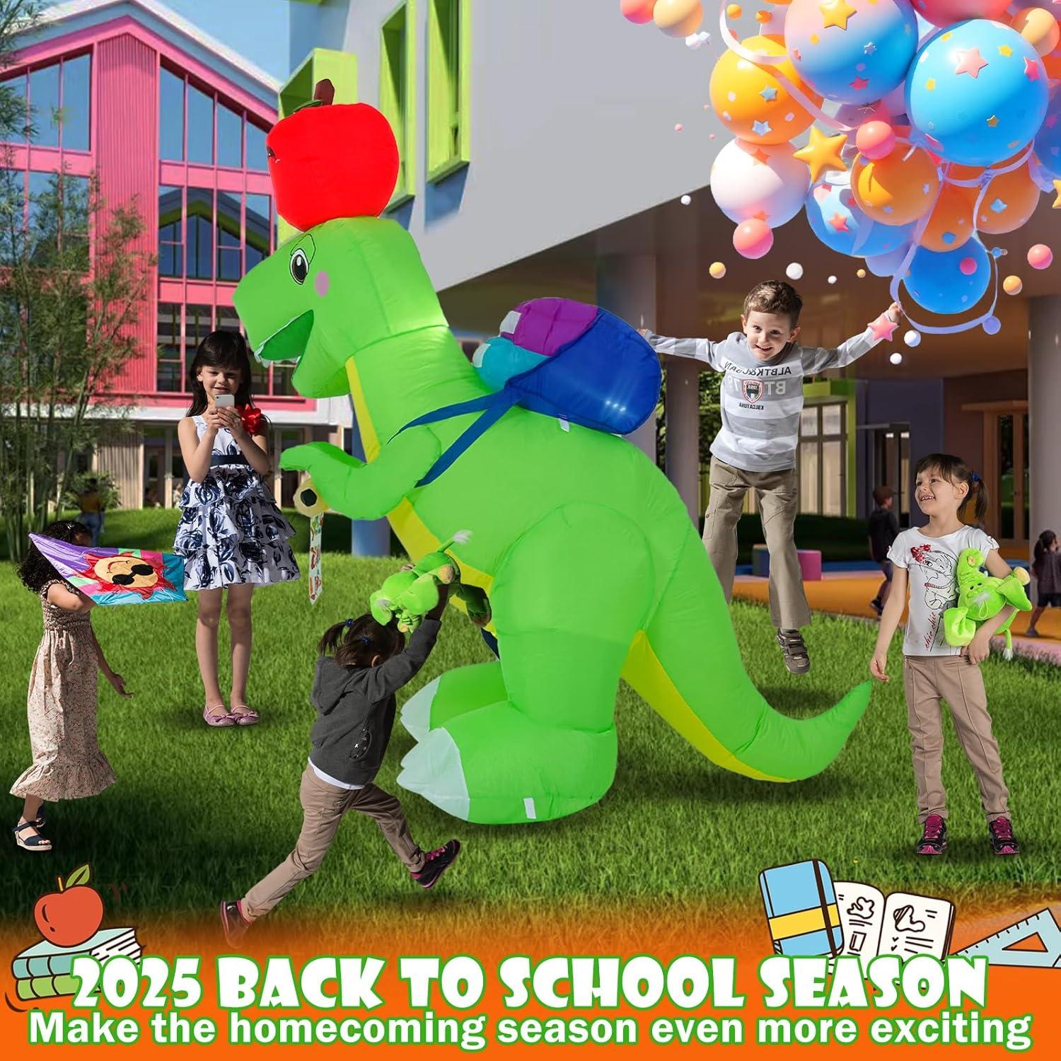 Dinosaurio Inflable 1.83m con Luces LED - Decoración Regreso a Clases