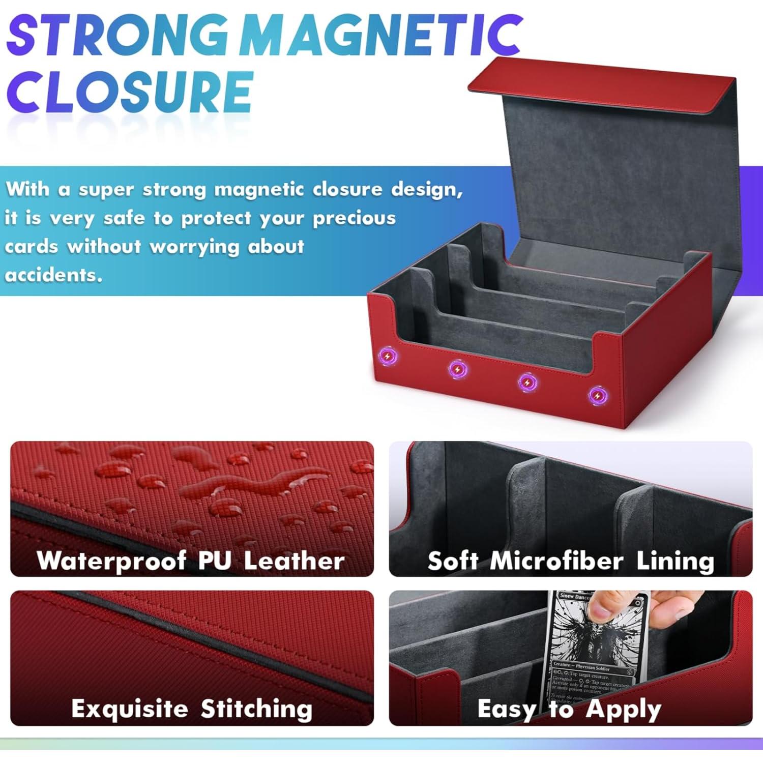 Caja de Almacenamiento de Cartas UAONO 1800+ Cartas Rojo