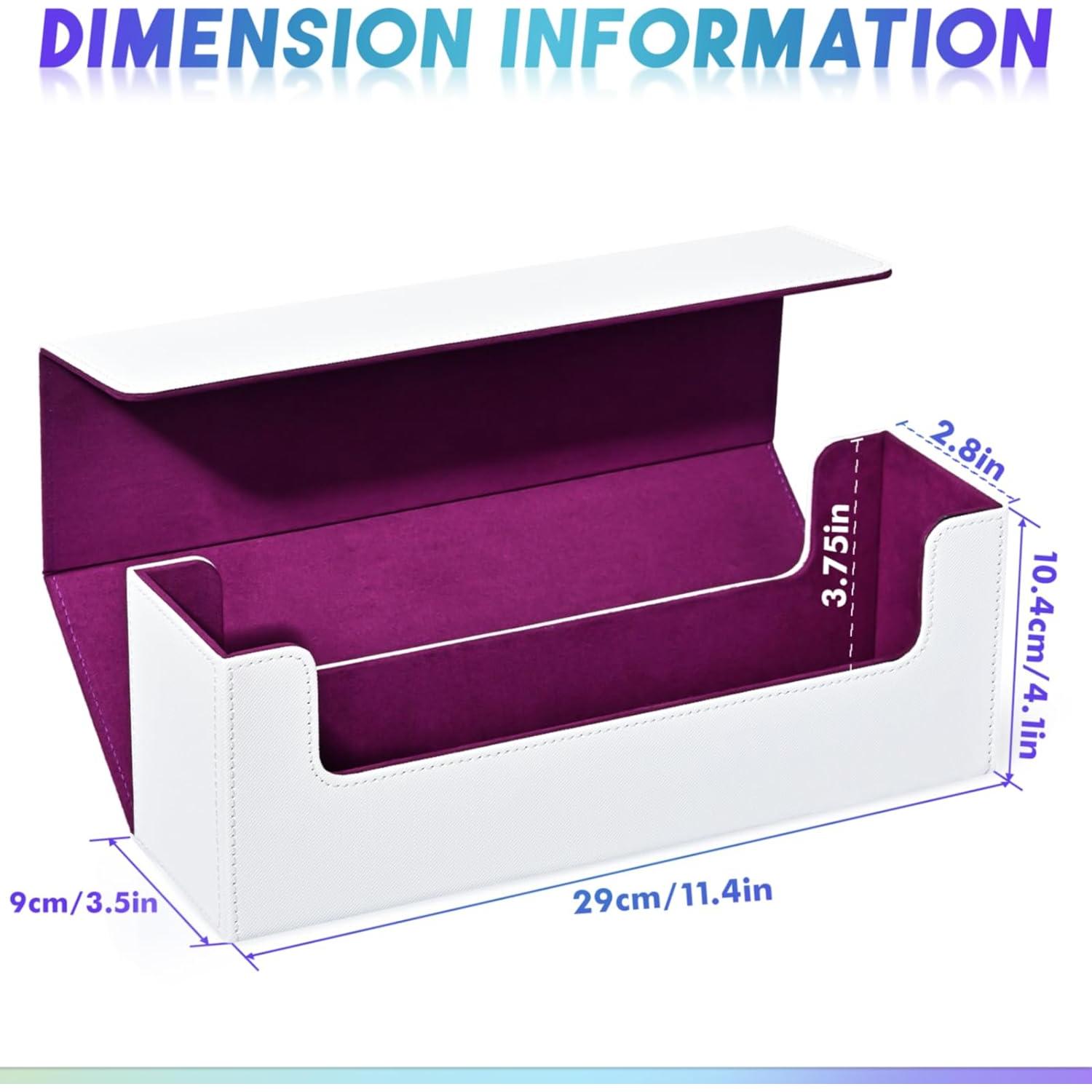 Caja de Almacenamiento de Cartas UAONO 600+ Cuero PU Blanco/Púrpura