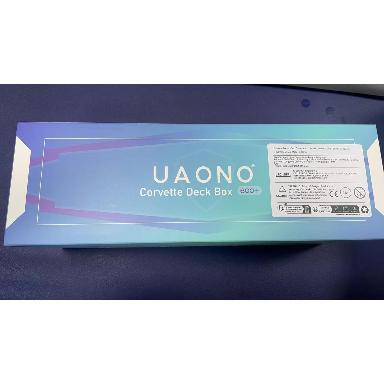 Caja de Almacenamiento de Cartas UAONO 600+ Cuero PU Blanco/Púrpura