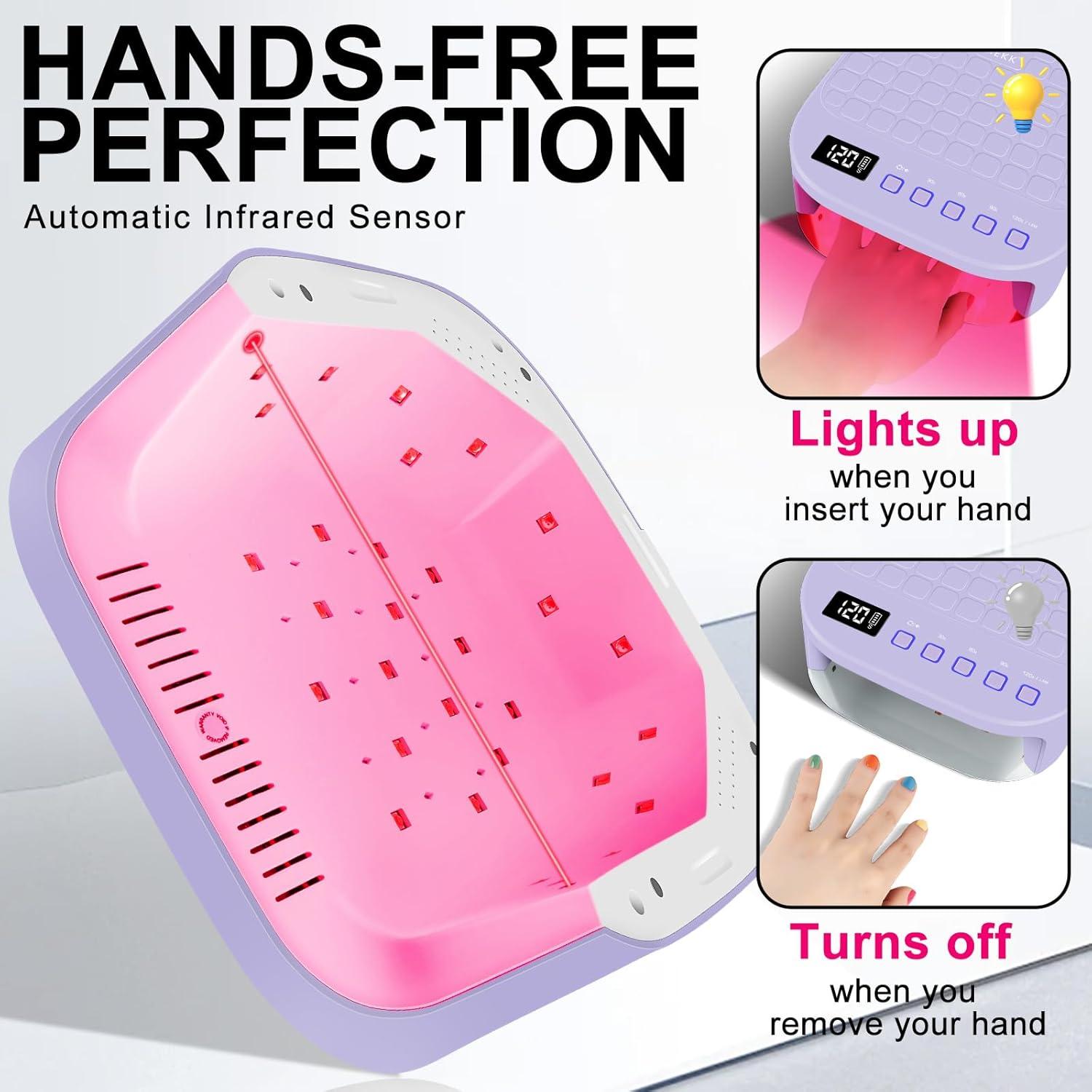 Lámpara de Uñas UV LED MEKK 54W Púrpura con Sensor Automático