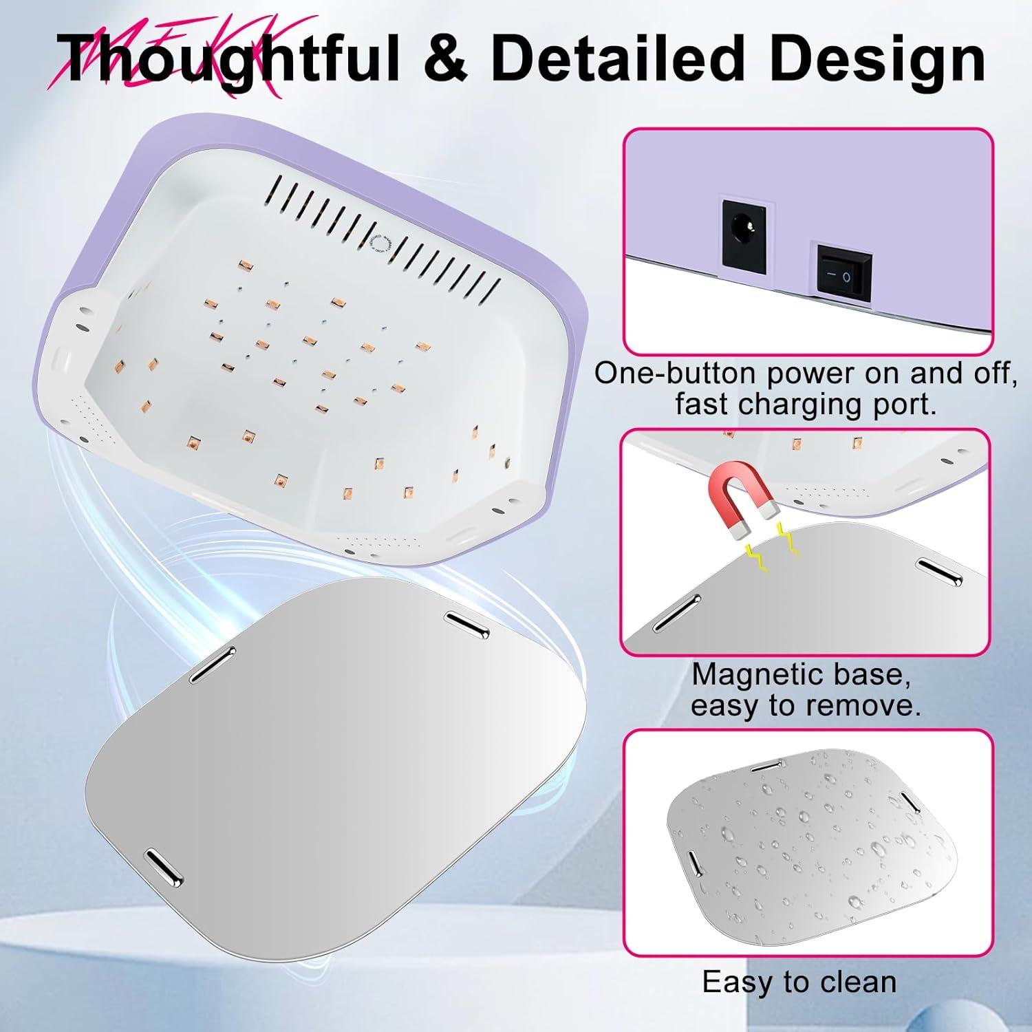 Lámpara de Uñas UV LED MEKK 54W Púrpura con Sensor Automático