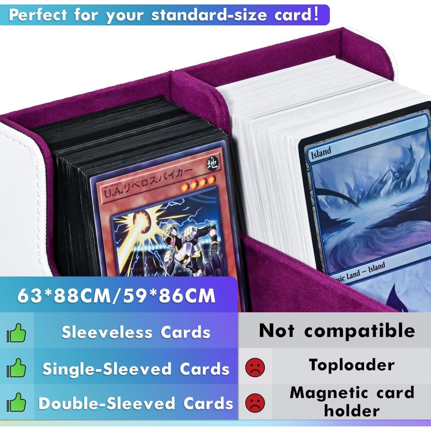 Caja de Almacenamiento de Cartas UAONO 1200+ Cartas PU Blanco/Púrpura