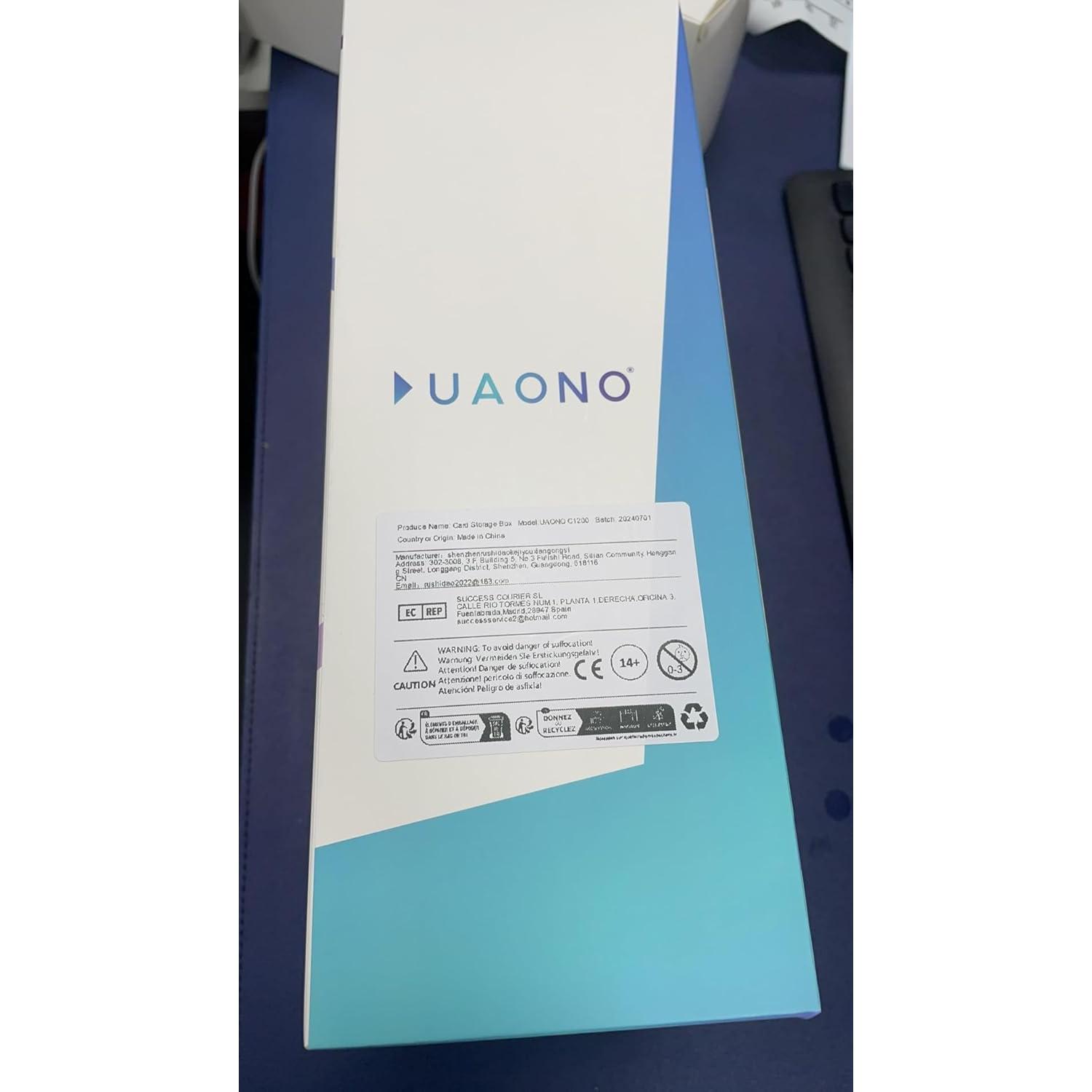 Caja de Almacenamiento de Cartas UAONO 1200+ Cartas PU Blanco/Púrpura