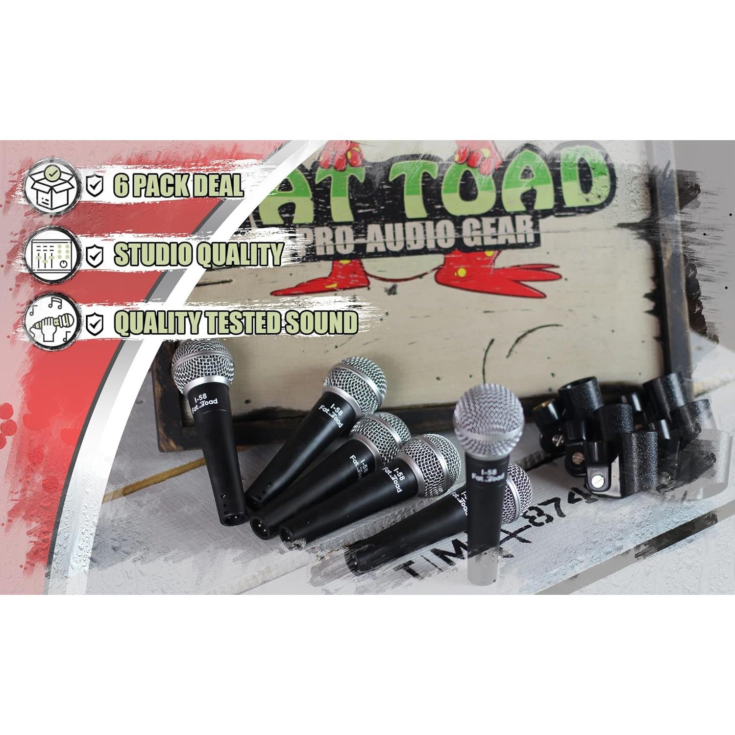 Paquete de 6 Micrófonos Dinámicos Cardioides Fat Toad