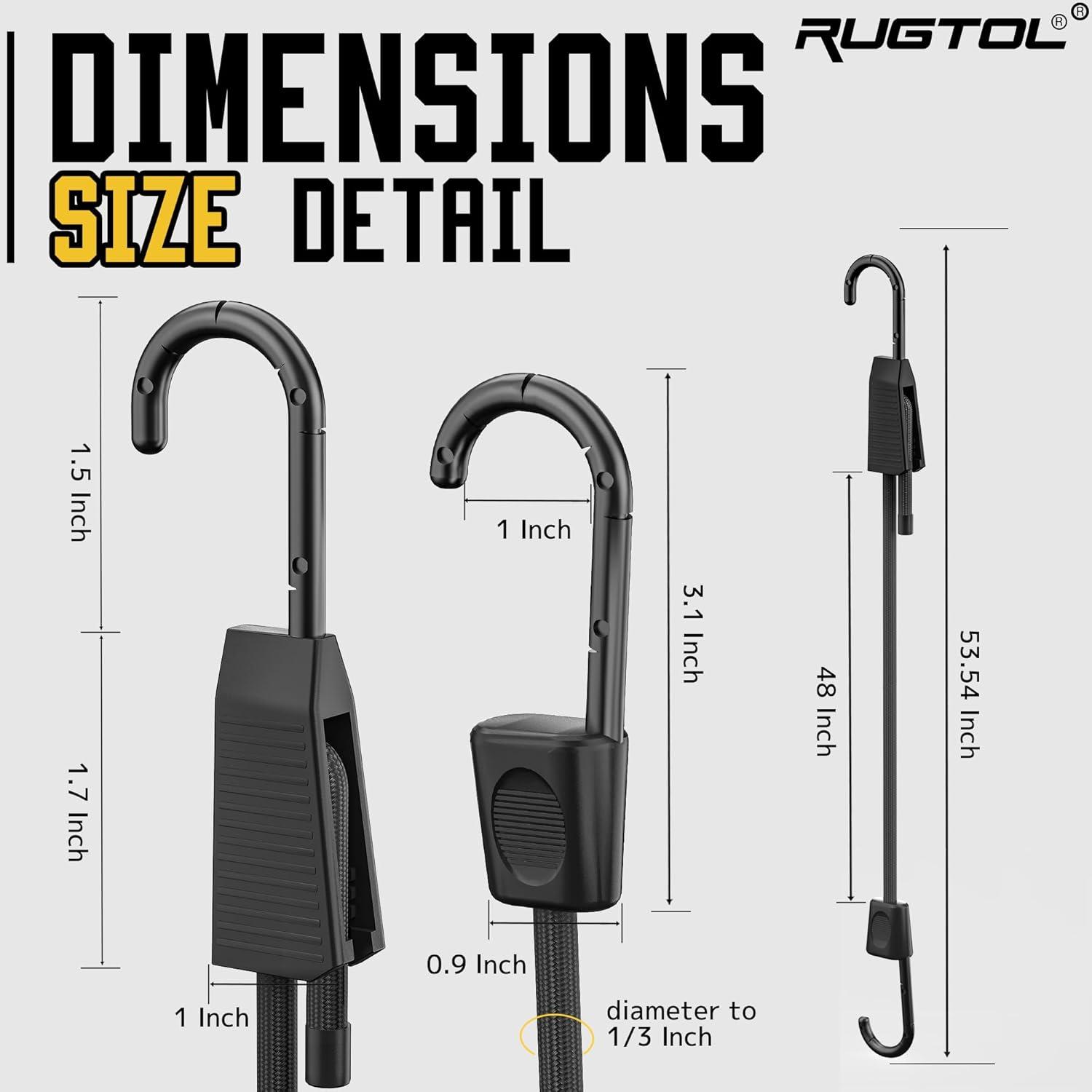 Cuerdas Bungee Ajustables Rugtol 121.92 cm 6 Pcs Negras