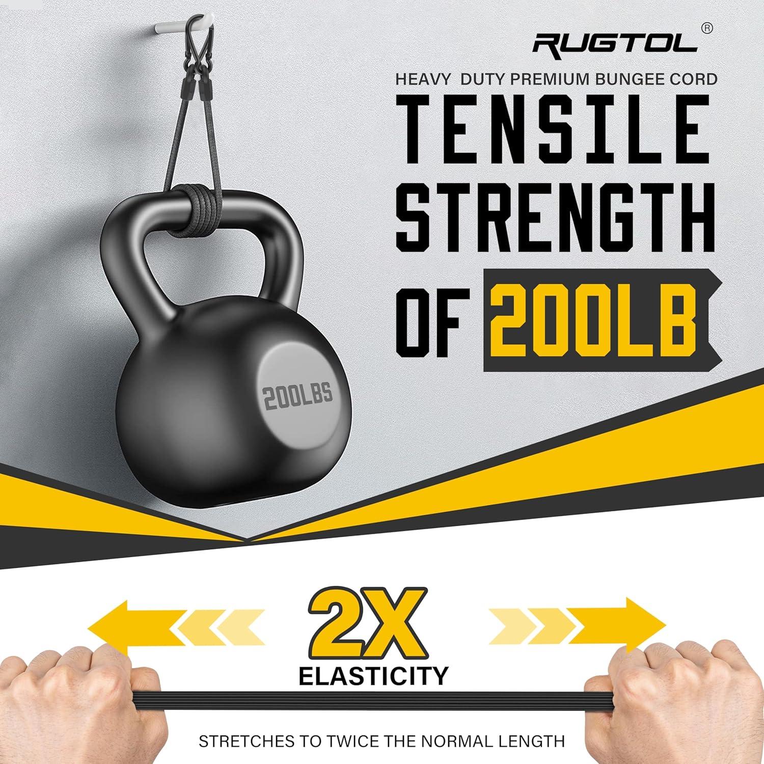 Cuerdas Bungee Ajustables Rugtol 121.92 cm 6 Pcs Negras