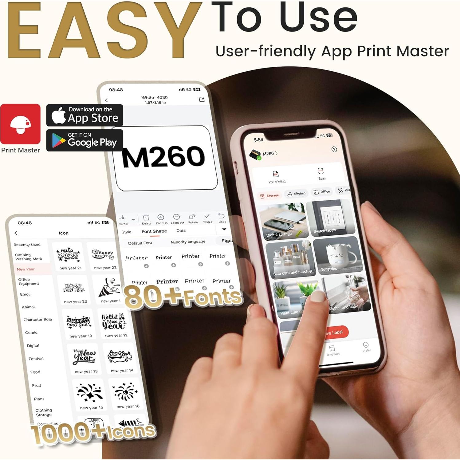 Impresora de Etiquetas Térmica Phomemo M260 Portátil 7.62 cm