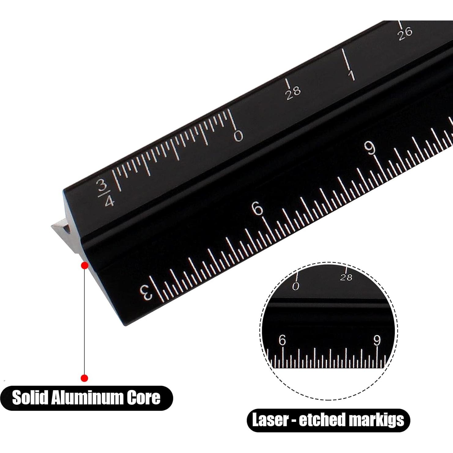 Regla Triangular de Aluminio DSUWAZU 30.48 cm 6 Escalas