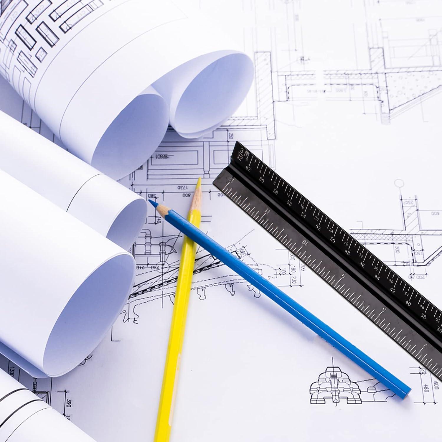 Regla Triangular de Aluminio DSUWAZU 30.48 cm 6 Escalas