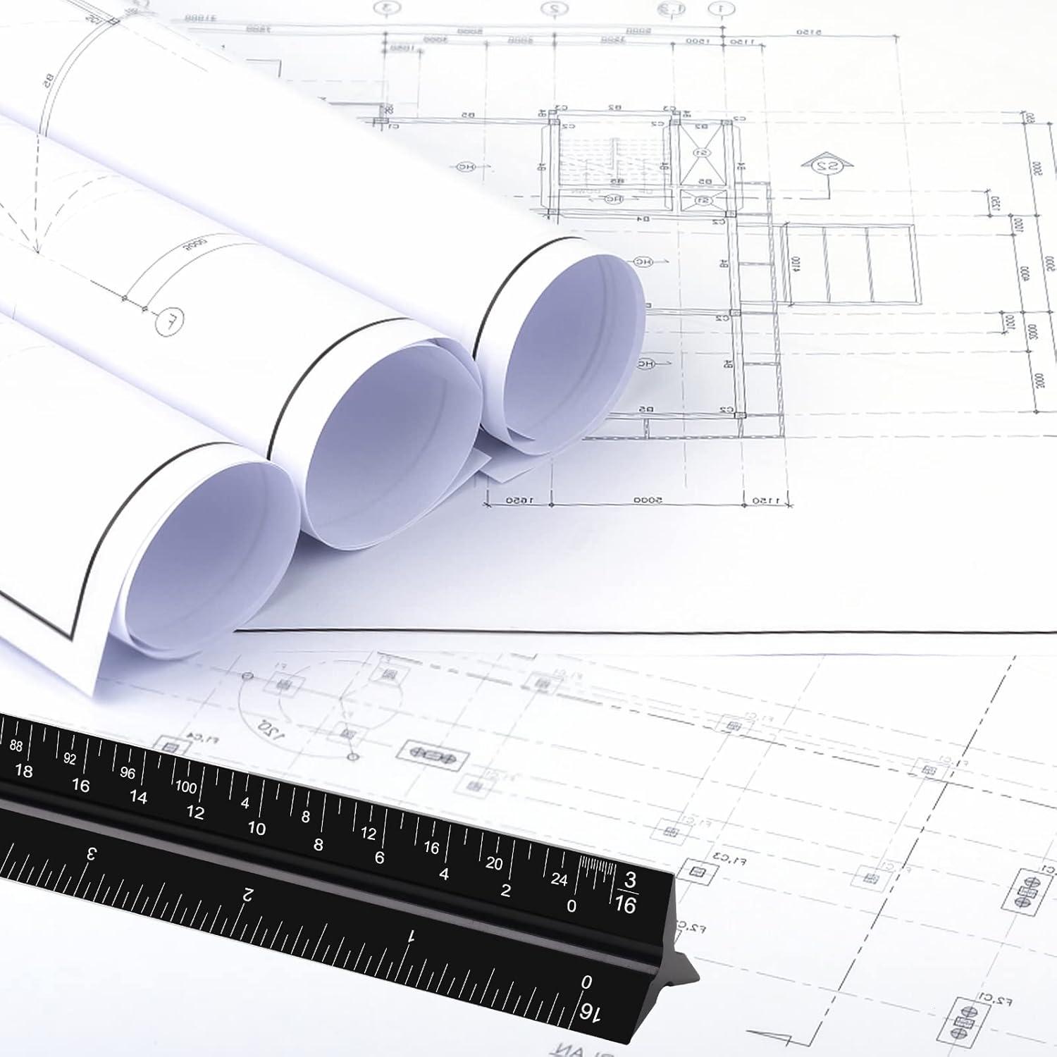 Regla Triangular de Aluminio DSUWAZU 30.48 cm 6 Escalas